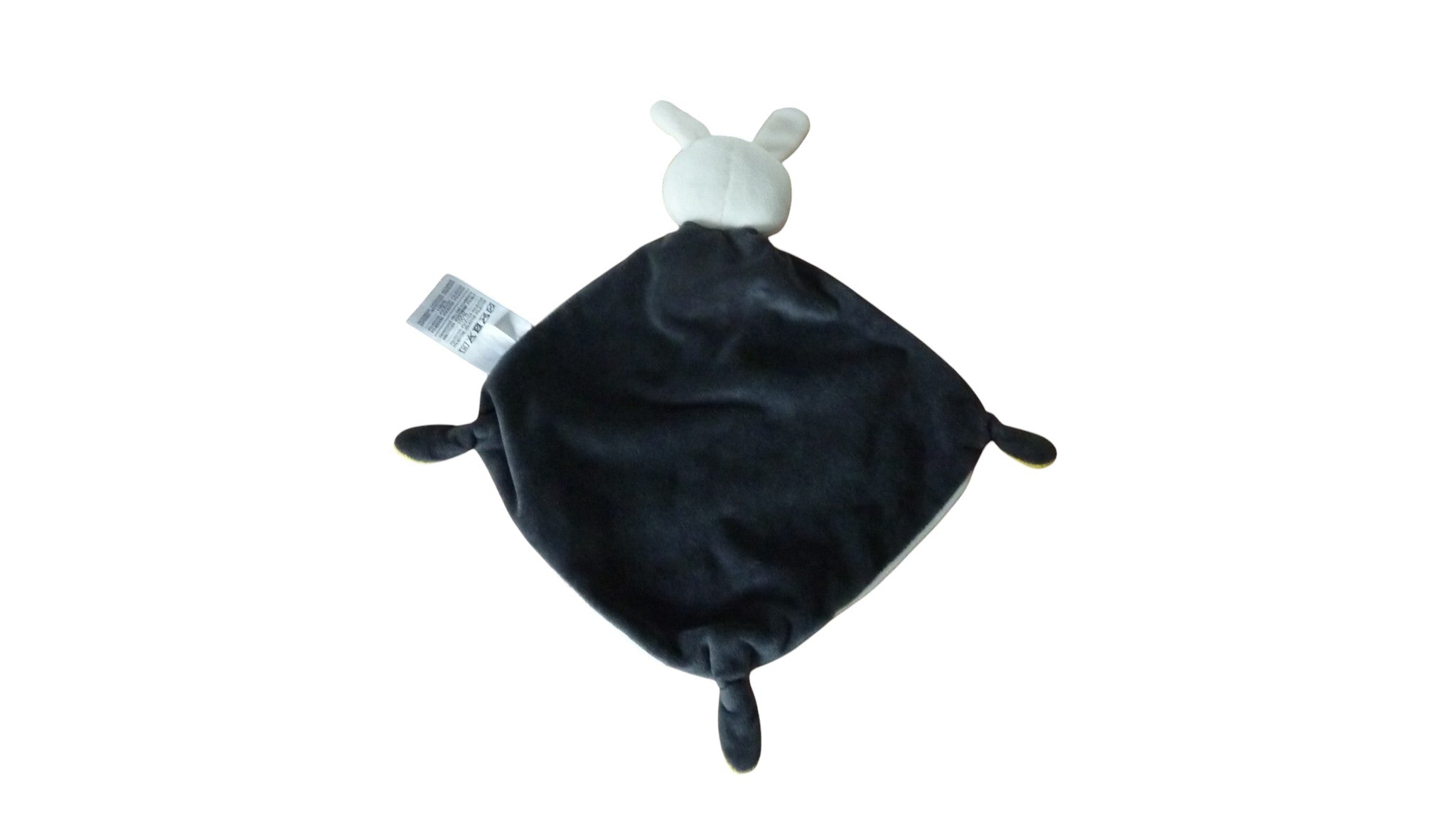 Peluche mouchoir lapin blanc noir - Mots d'Enfants