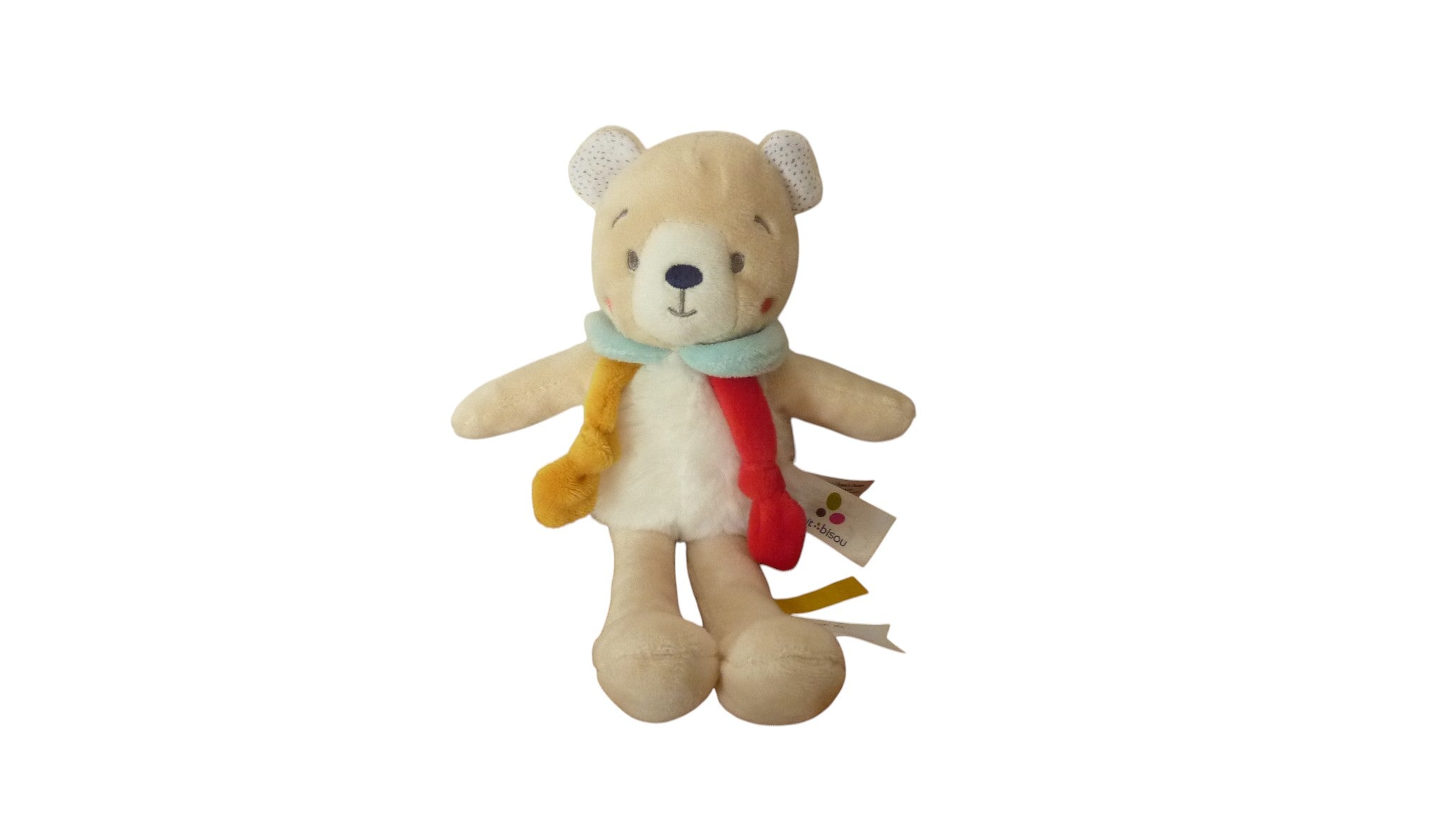 Peluche ours beige blanc - Lulu & Mael - P'tit Bisou 24 cm