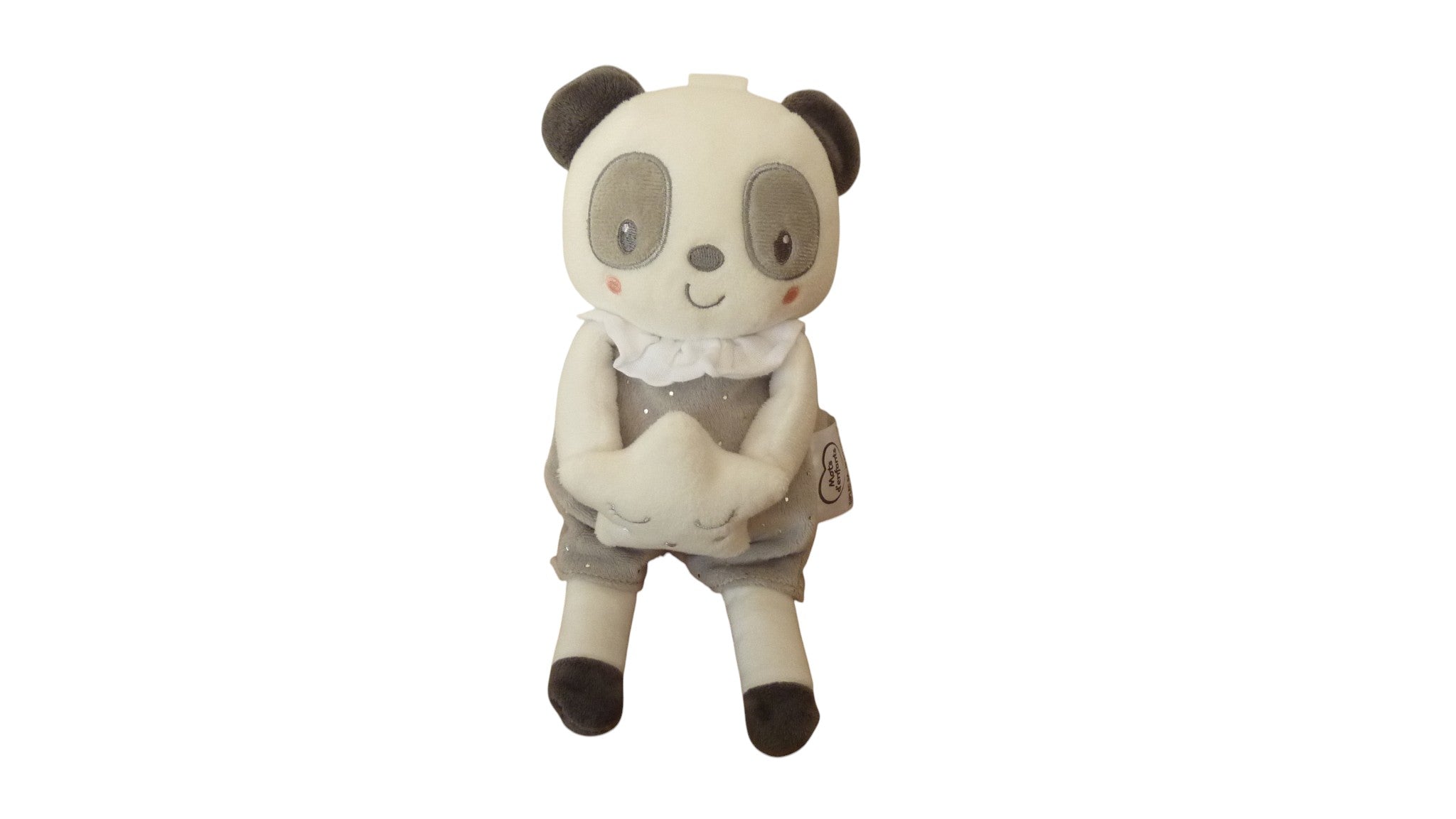 Peluche panda musicale blanc gris - Mots d'Enfants 26 cm