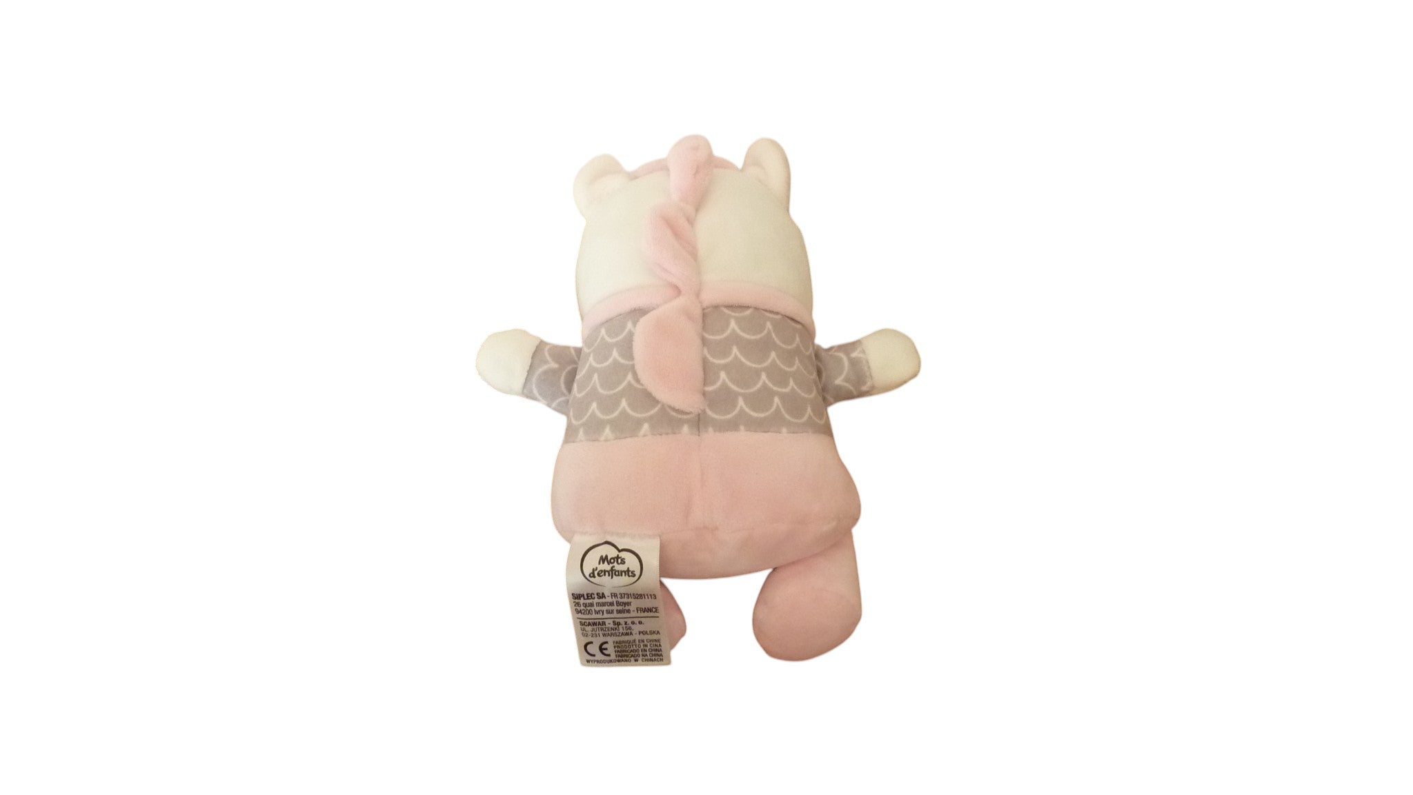 Peluche musicale licorne rose - Mots d'Enfants - 23 cm