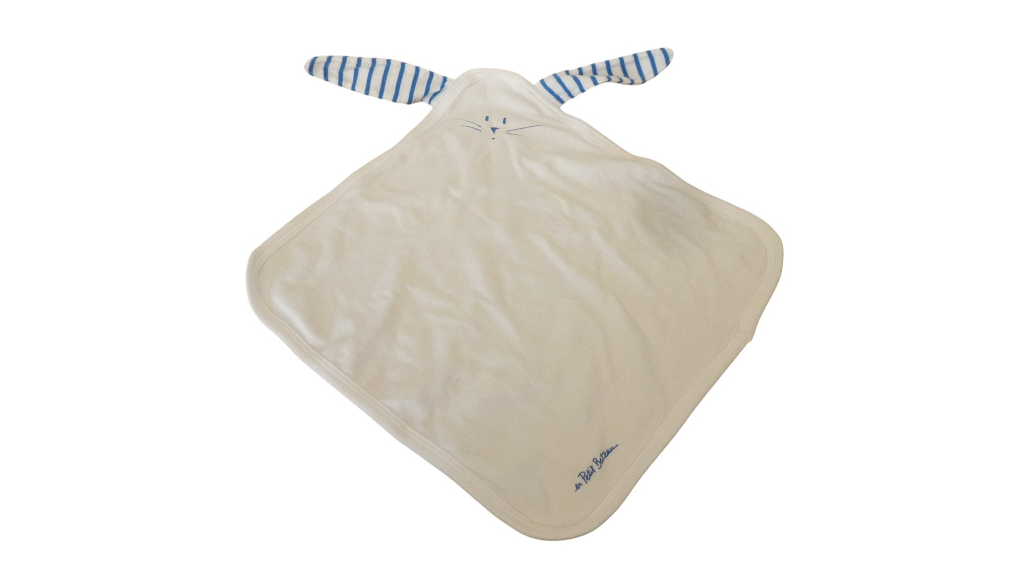 Doudou plat lapin blanc bleu - Petit Bateau