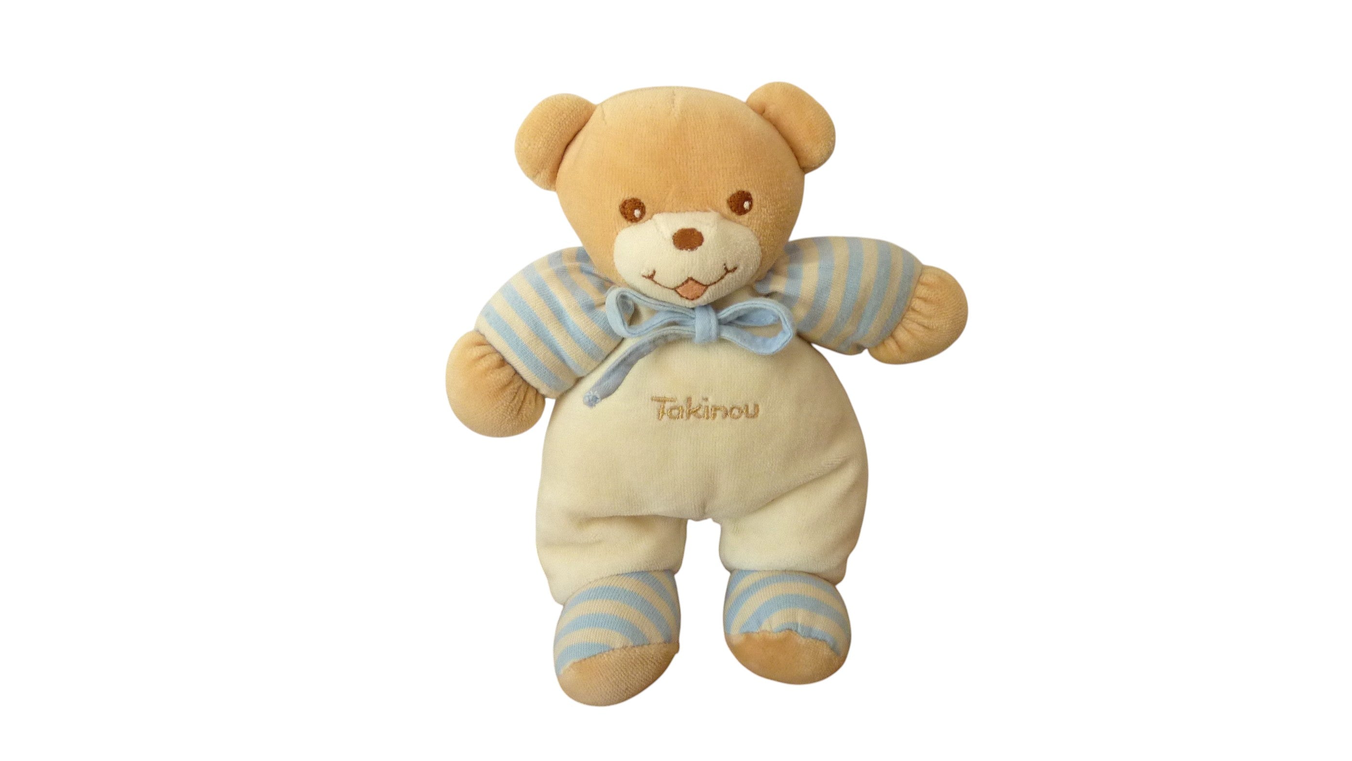 Peluche ours crème bleu - Takinou 21 cm
