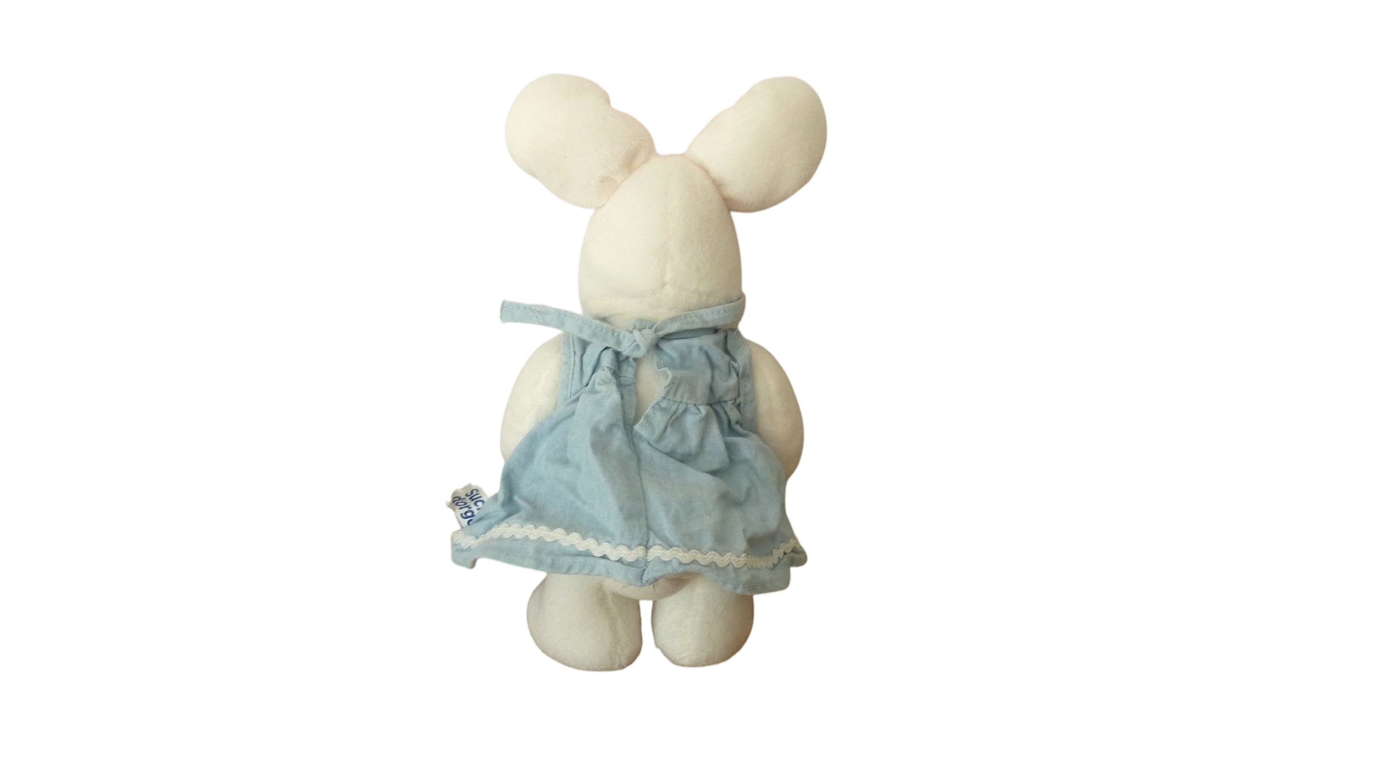 Peluche lapin blanc bleu - Sucre d'Orge 24 cm