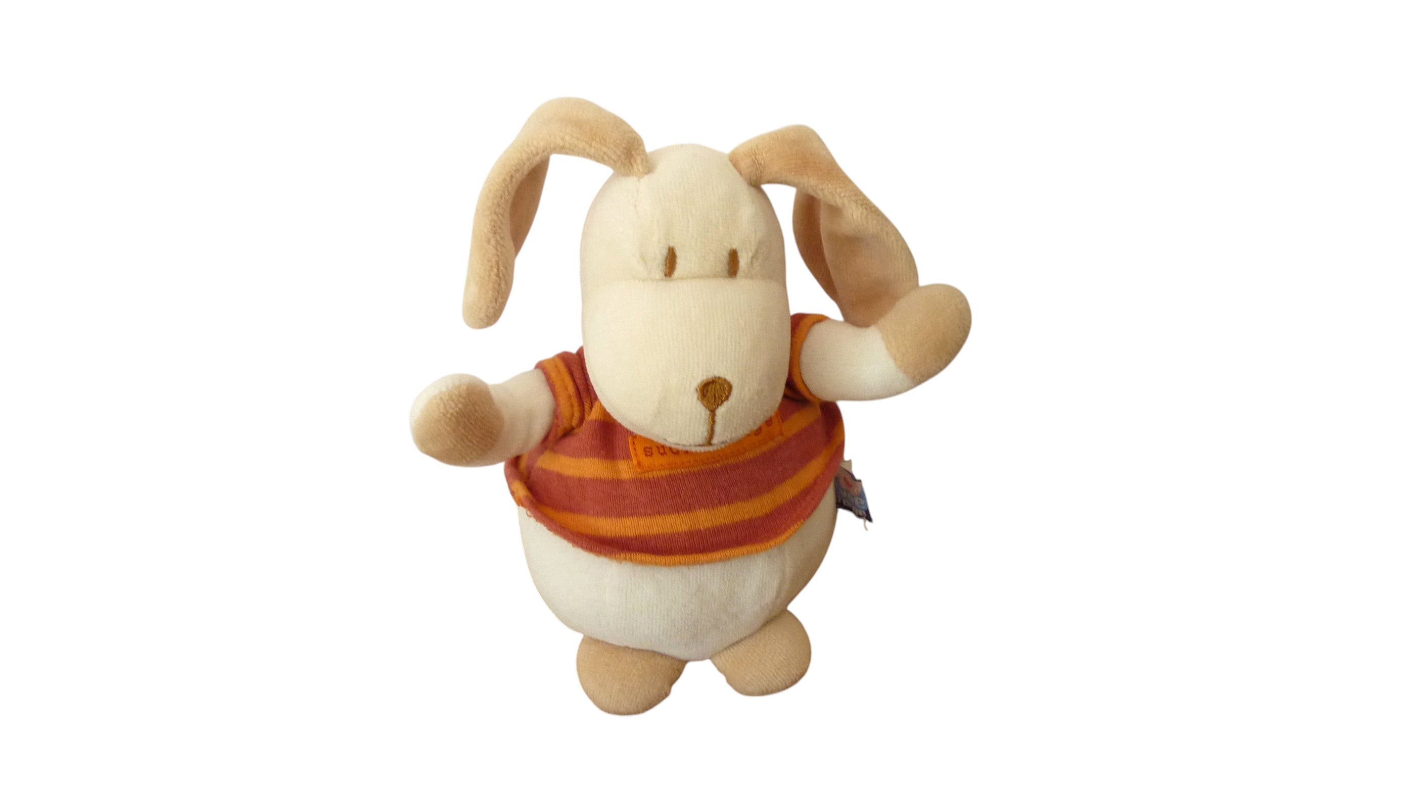 Peluche chien blanc marron - Sucre d'Orge 19 cm