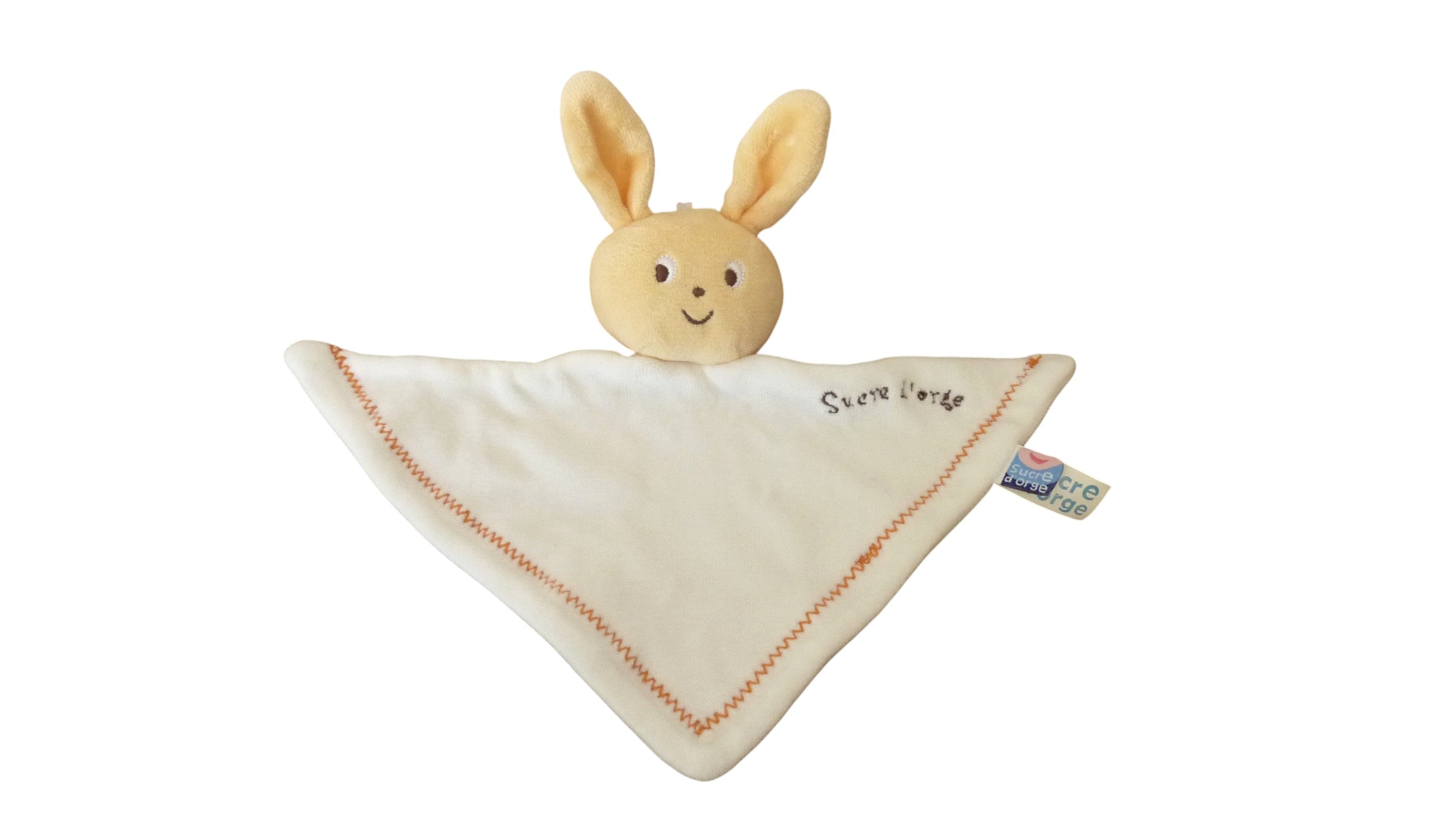 Doudou lapin plat blanc - Sucre d'Orge
