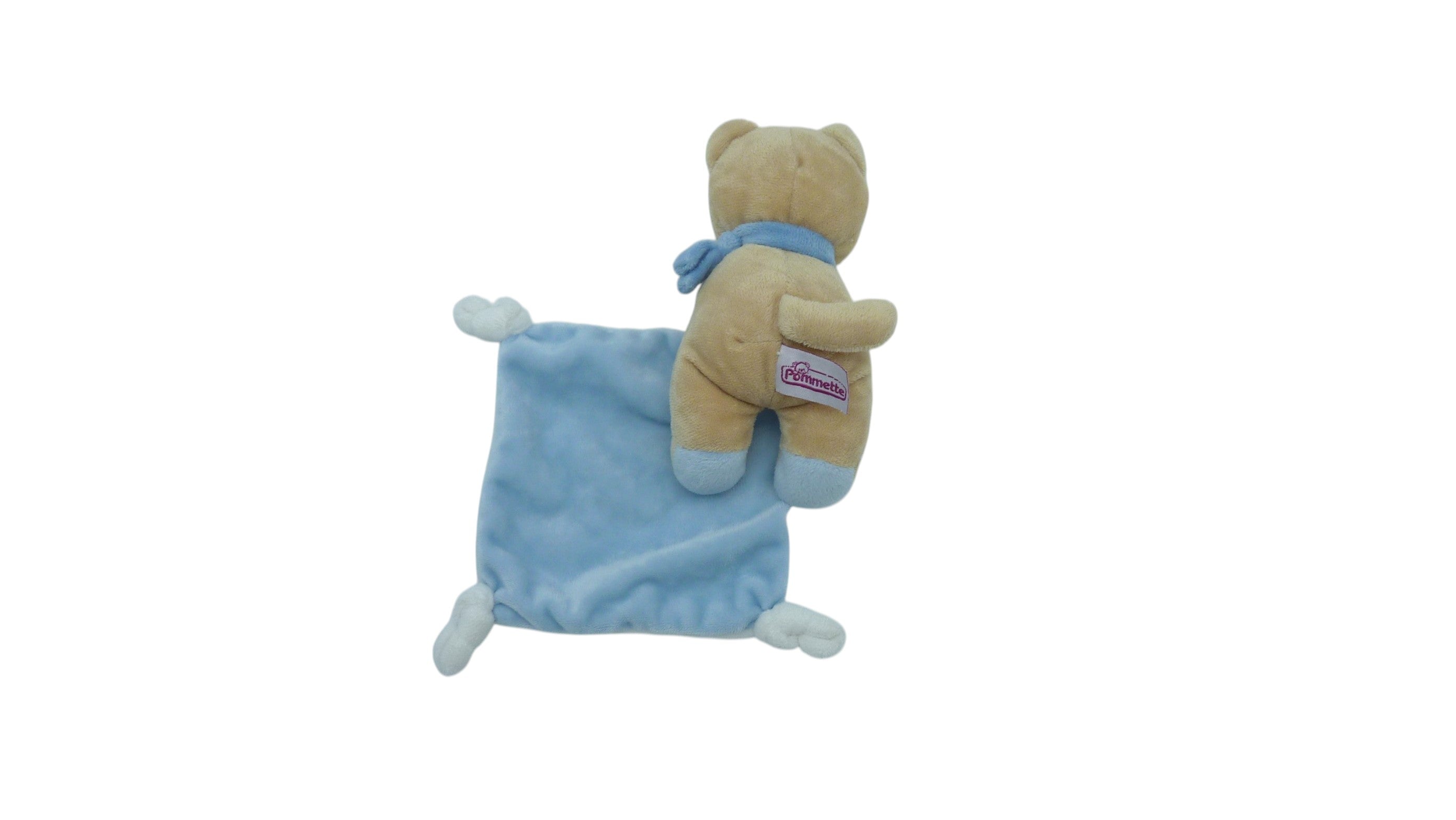 Peluche mouchoir chat marron bleu - Pommette