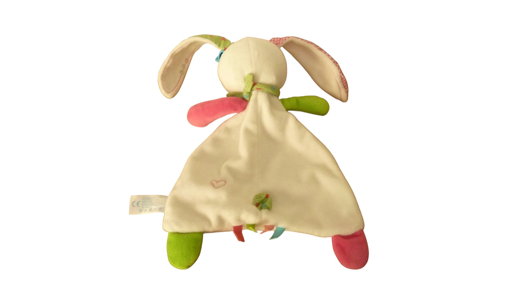 Doudou lapin plat blanc vert rose - Lief Lifestyle