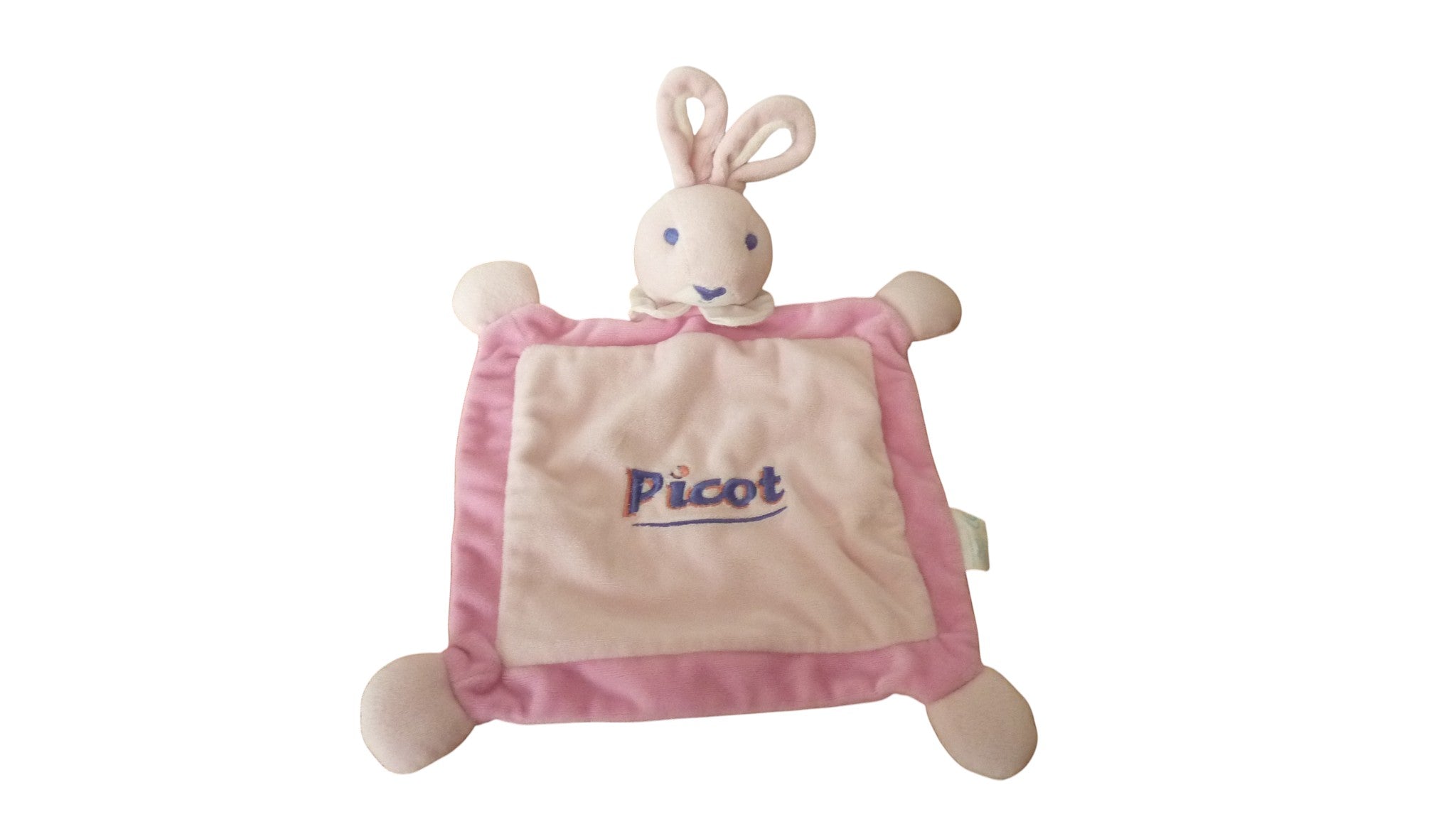 Doudou lapin plat rose - Picot