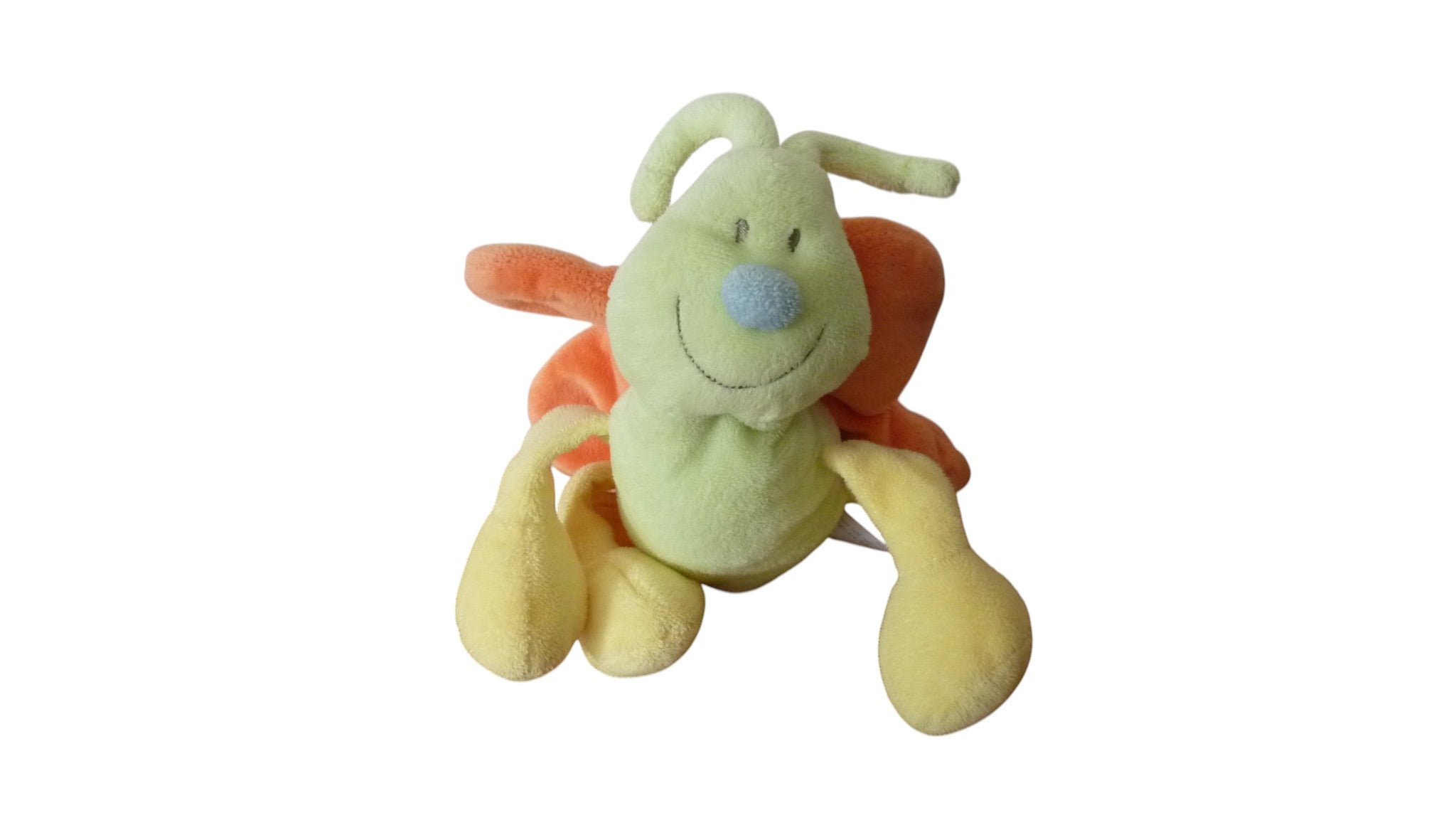 Peluche papillon vert jaune orange - Kiabi 21 cm