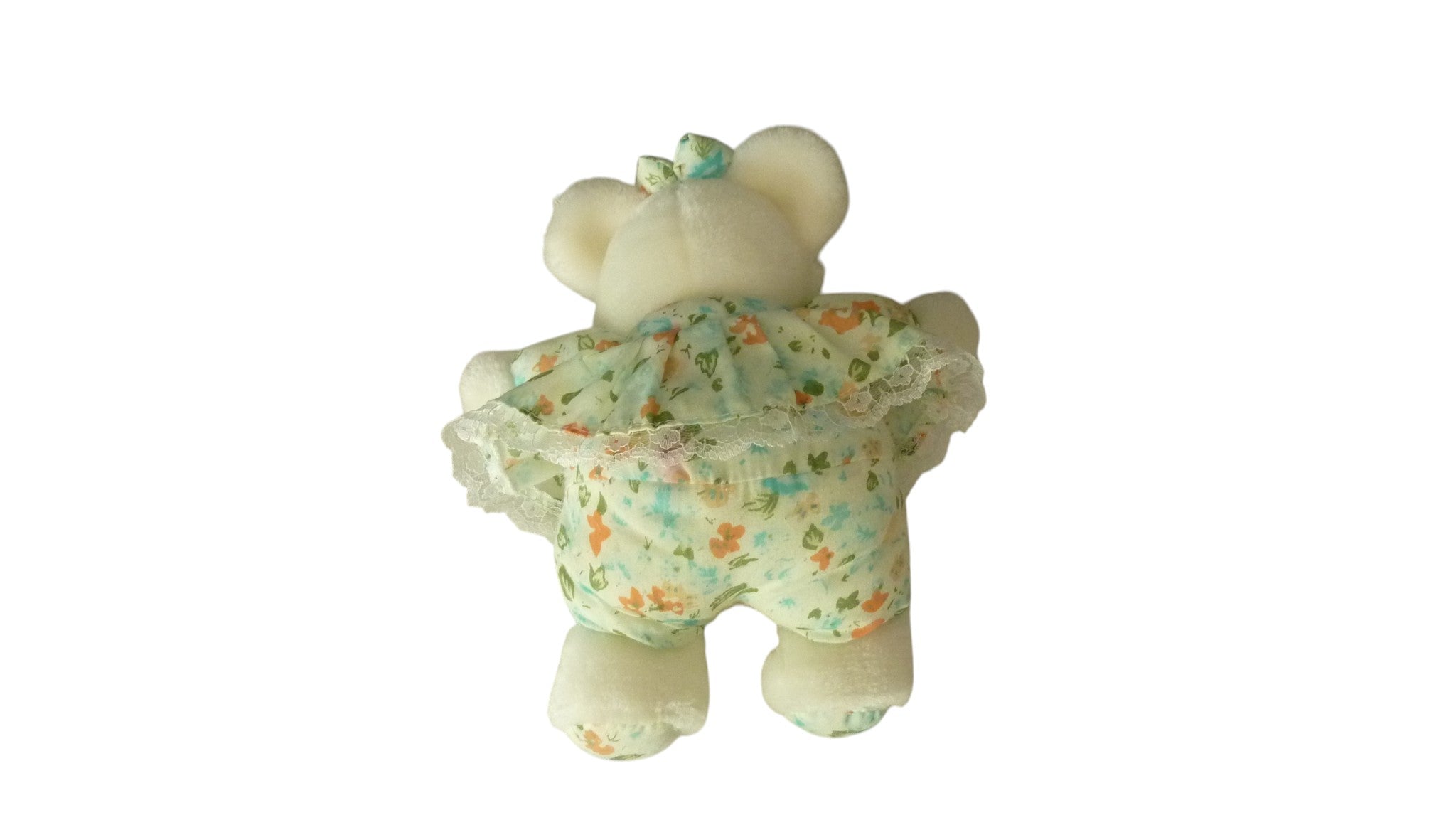 Peluche souris vintage, blanc fleuri - 24 cm