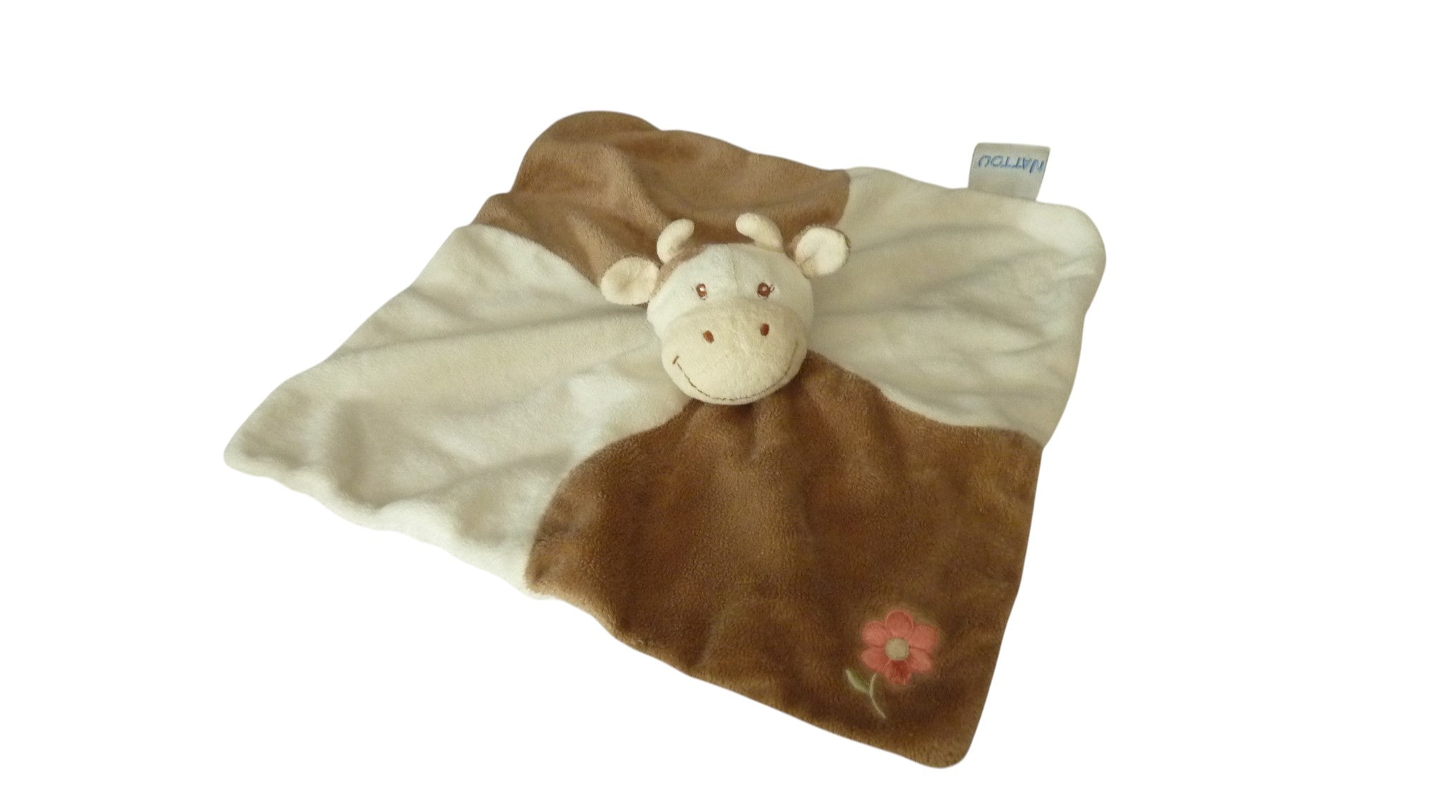 Doudou vache plat marron écru - Nattou