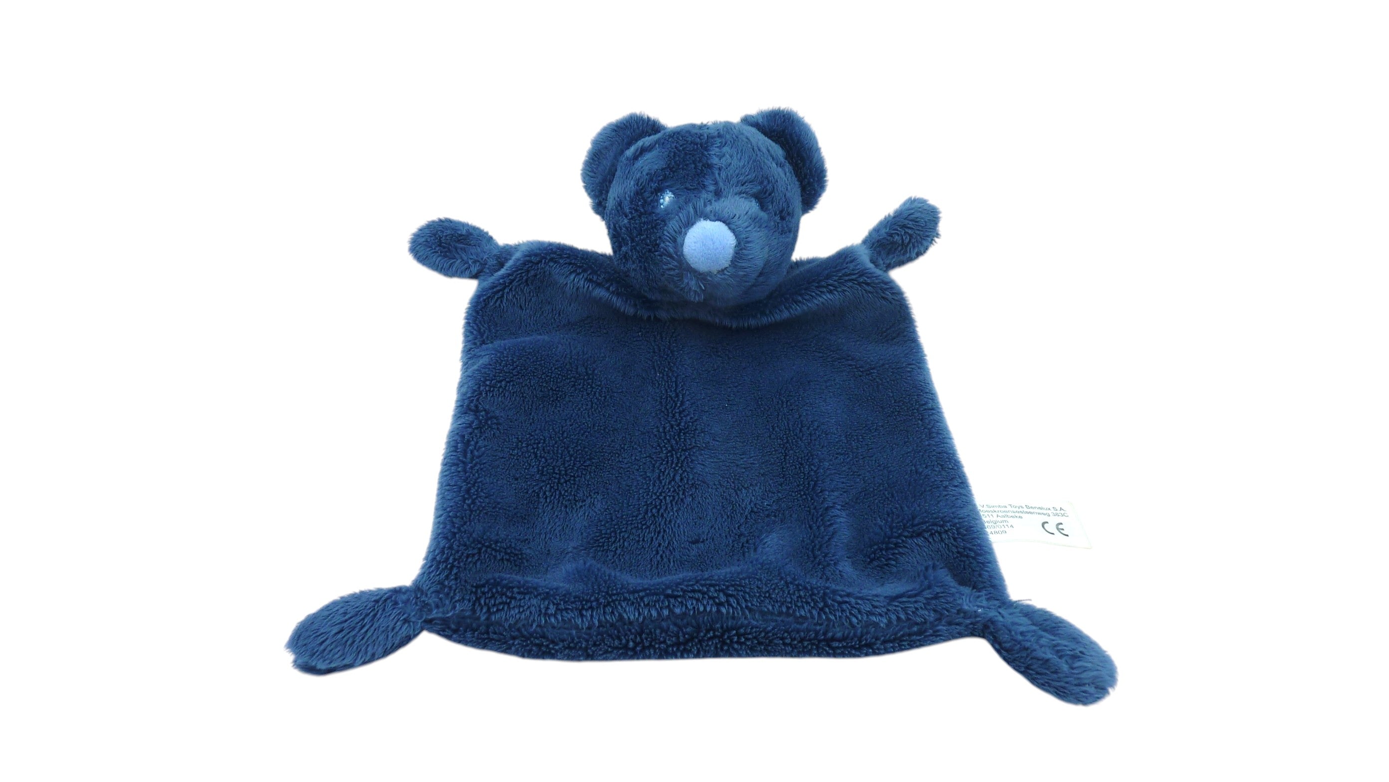 Doudou ours plat bleu nez parme - Nicotoy Simba Toys