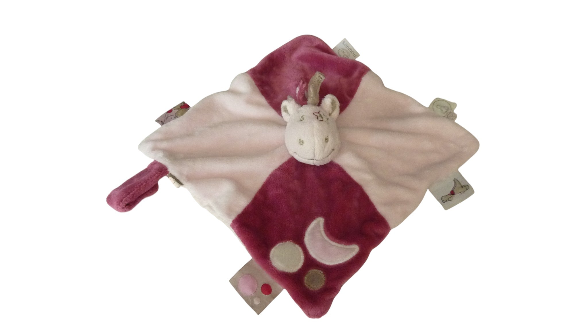 Doudou cheval plat attache sucette - Victoria et Lucie - Noukie's
