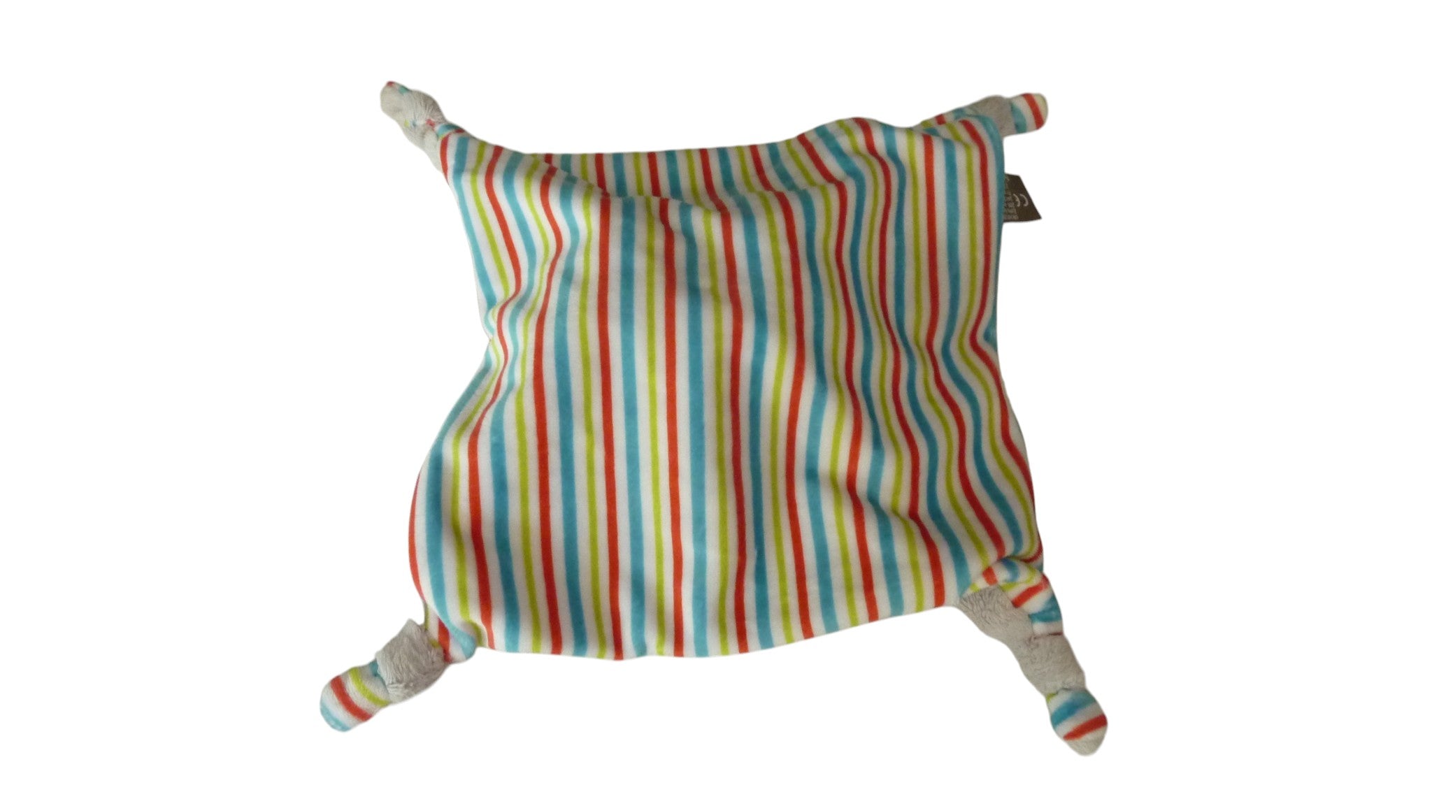 Doudou chien plat gris rayures multicolores - Orchestra
