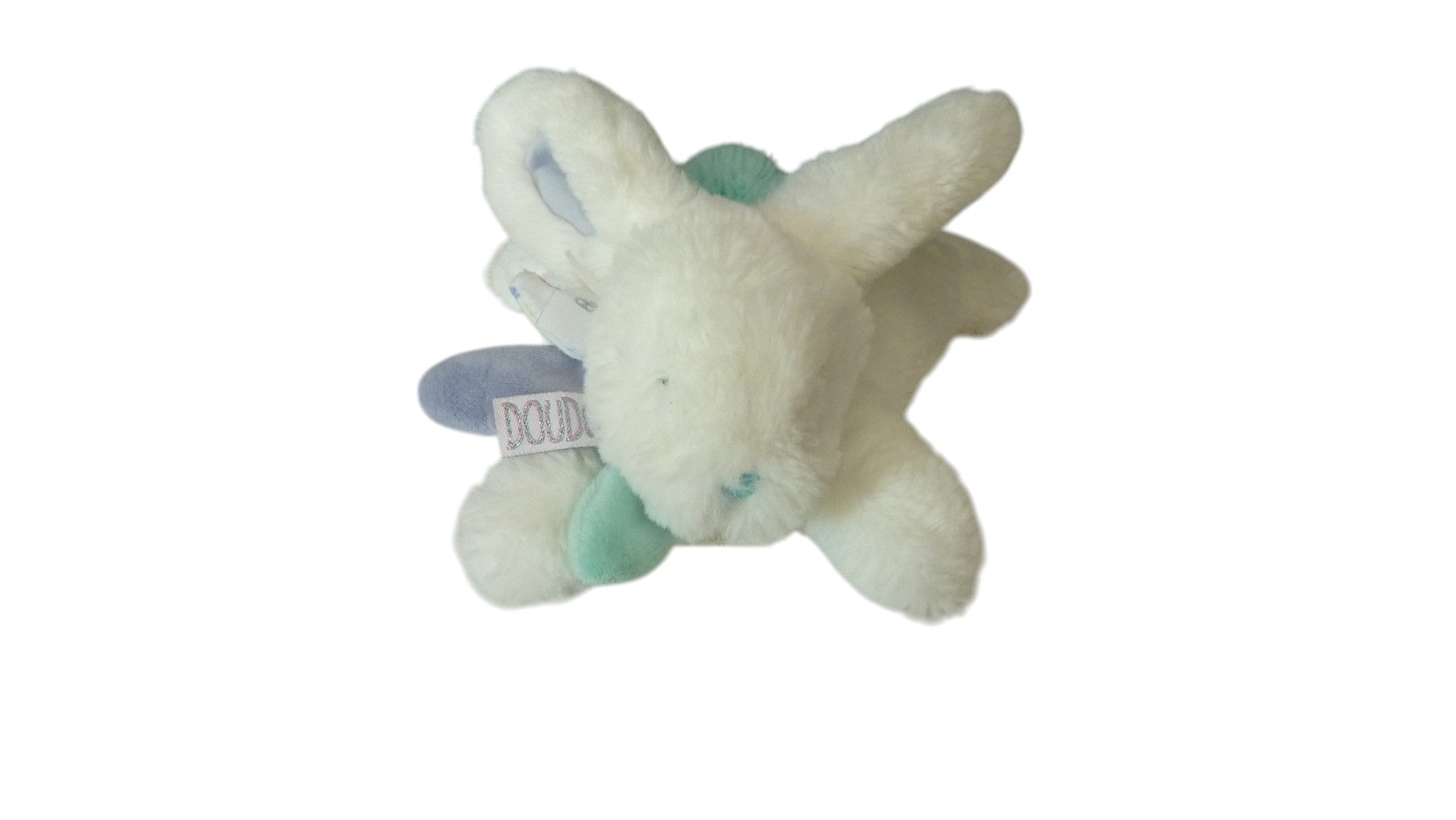 Peluche lapin blanc turquoise - Mint Tutti Frutti - DC3298 Doudou et Compagnie 21 cm