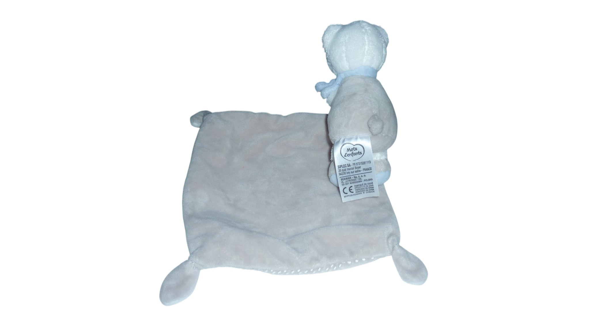 Peluche mouchoir ours Sweet Dreams marron blanc - Mots d'Enfants 17 cm
