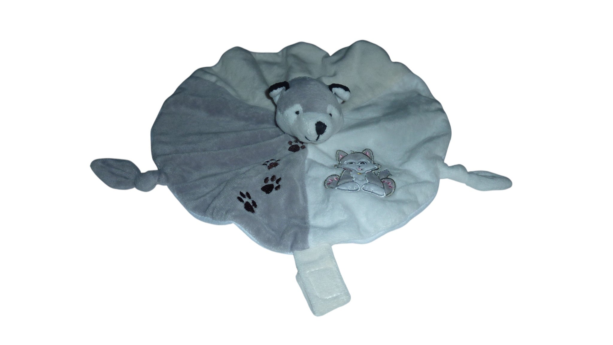 Doudou chien Huski plat gris blanc crème - Roda