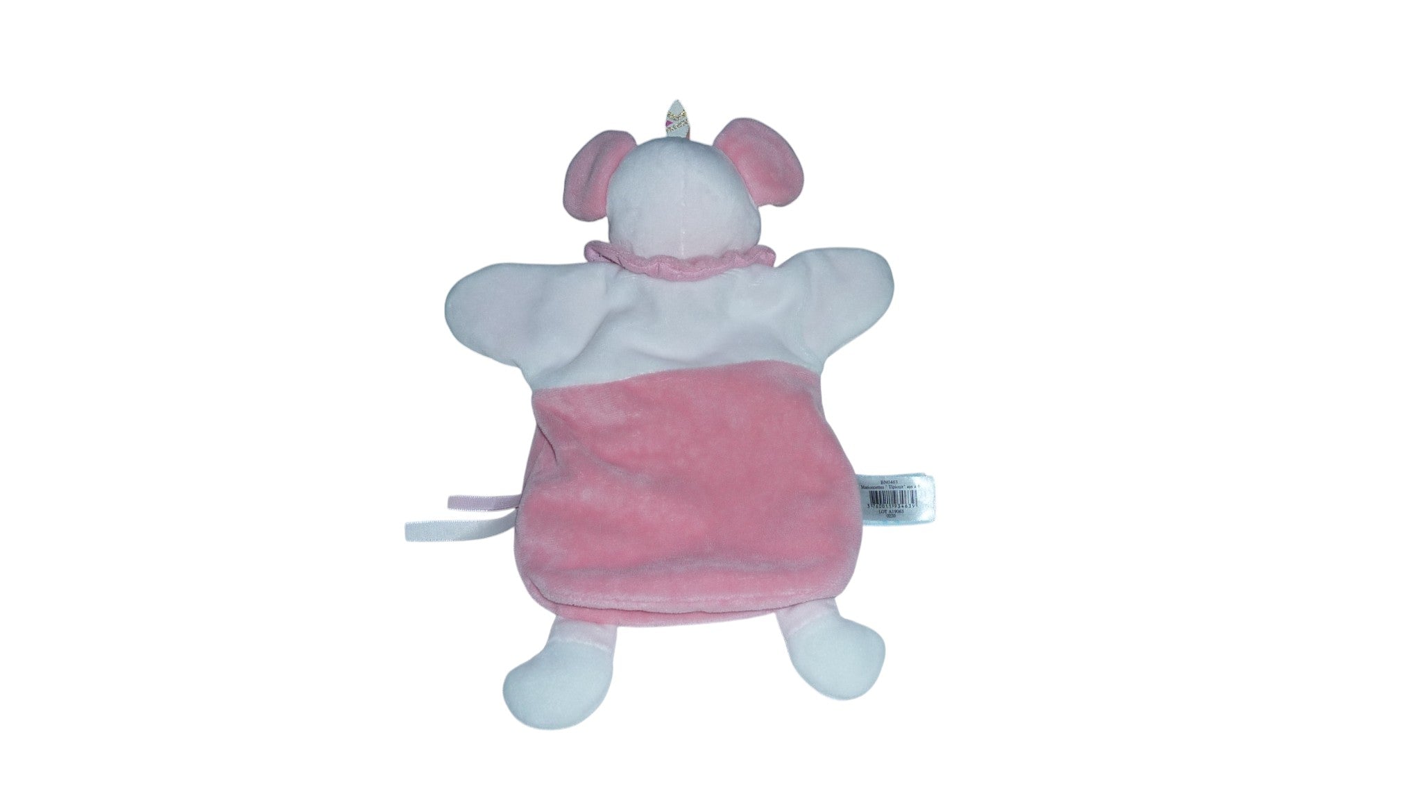 Doudou souris marionnette rose blanc - Tipioux - BN0463 Baby'Nat