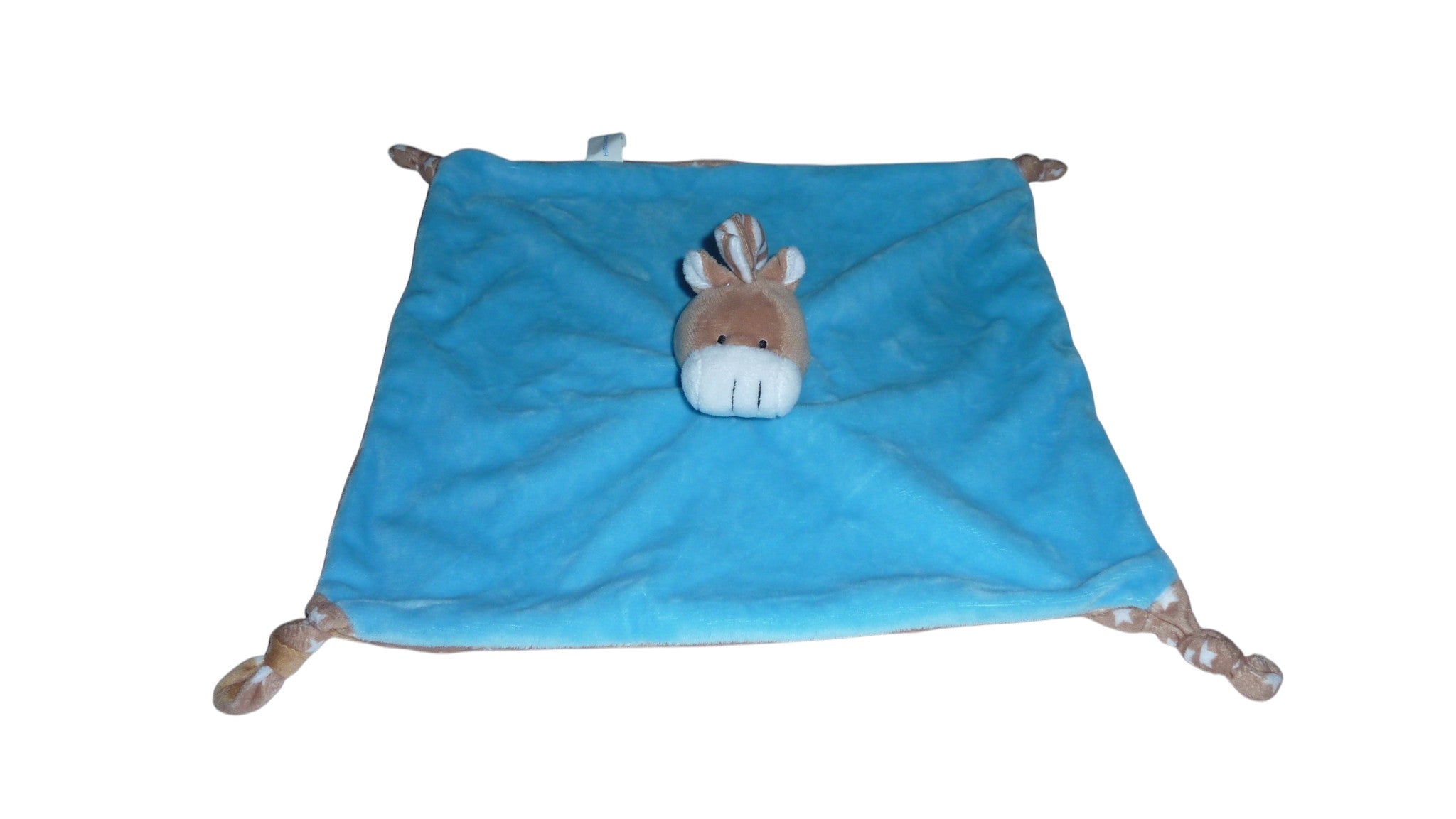 Doudou cheval plat bleu marron - Hirslanden Baby