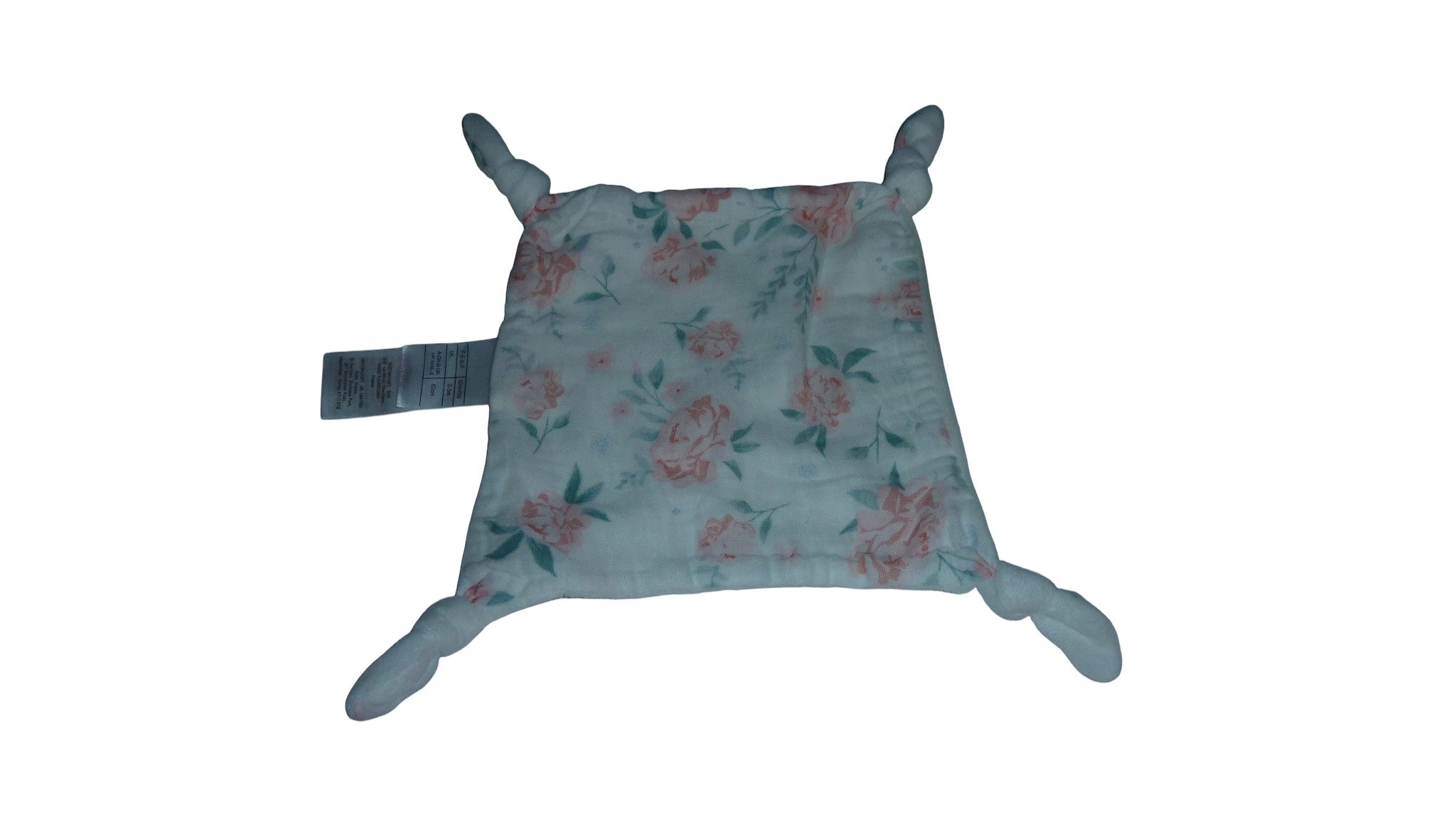 Doudou carré plat blanc fleuri - Vertbaudet