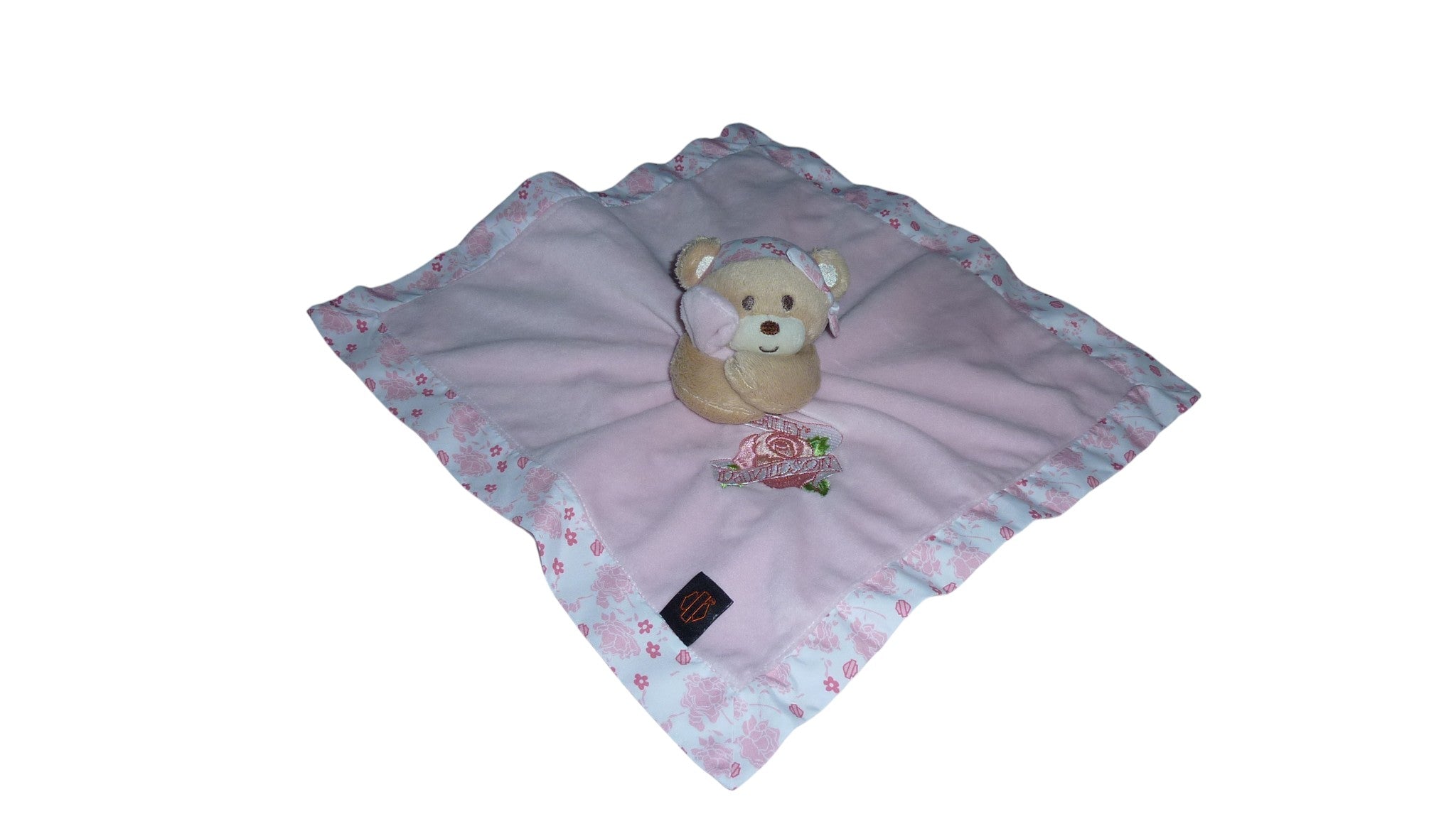 Doudou ours plat rose - Harley Davidson
