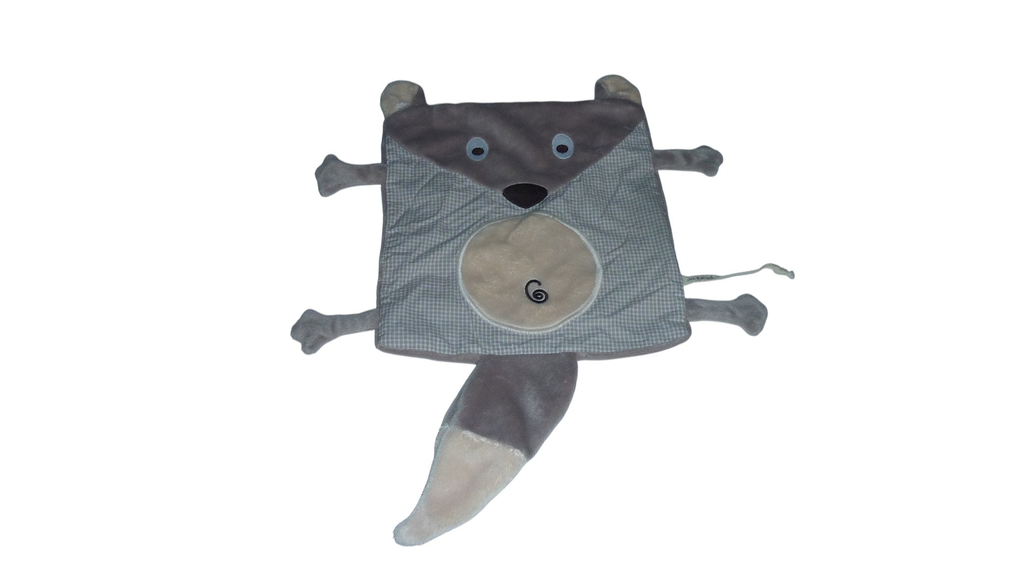 Doudou loup plat gris beige - DPAM