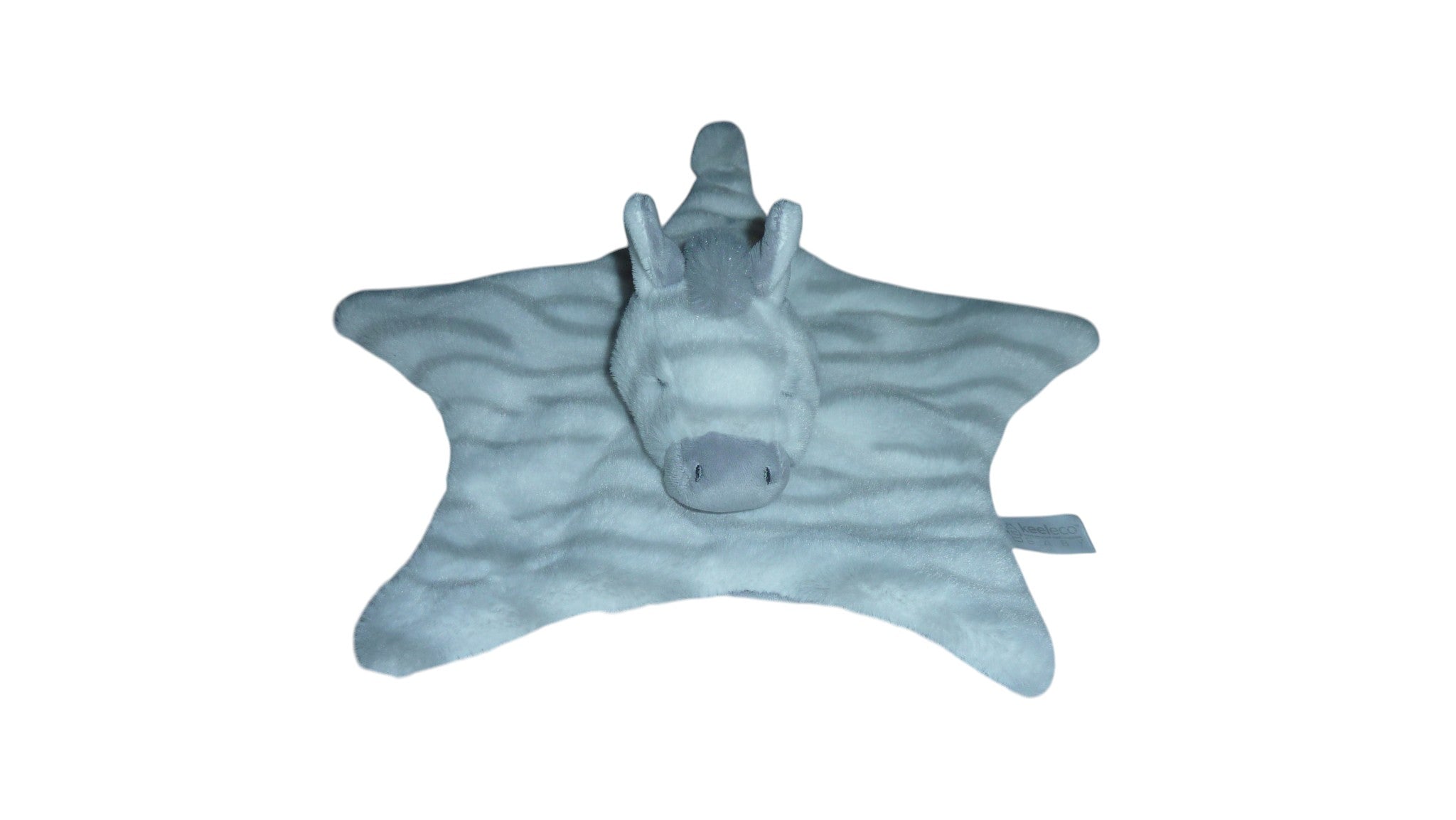 Doudou zèbre plat blanc gris - Keeleco