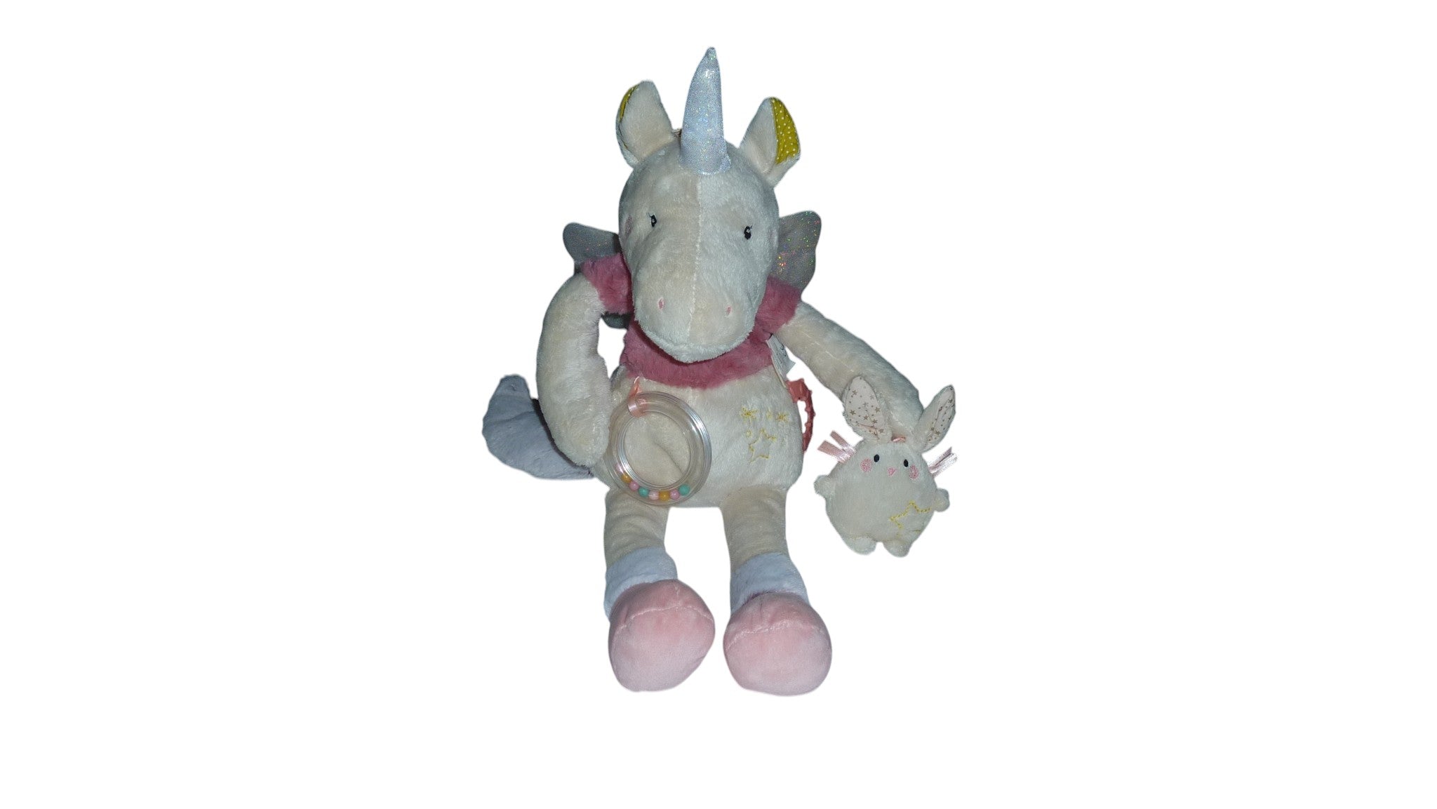 Peluche éveil licorne Galipette - Lilou et Perlin beige rose - Moulin Roty 47 cm