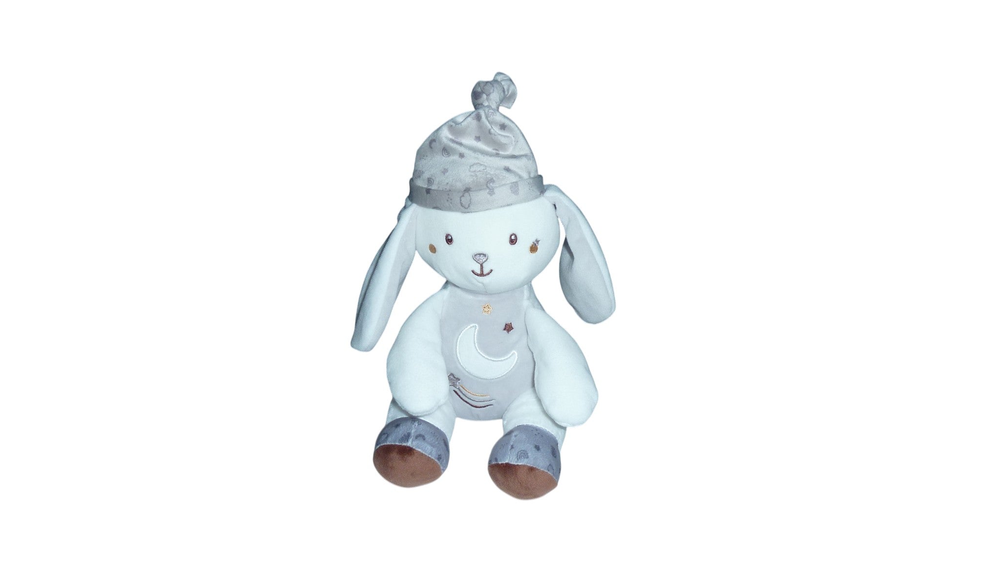 Peluche lapin gris blanc - Sucre d'Orge 21 cm