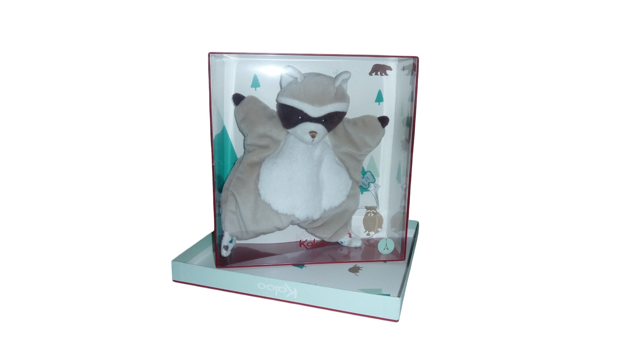 Doudou Gaston le raton laveur plat gris - Fripons - Kaloo