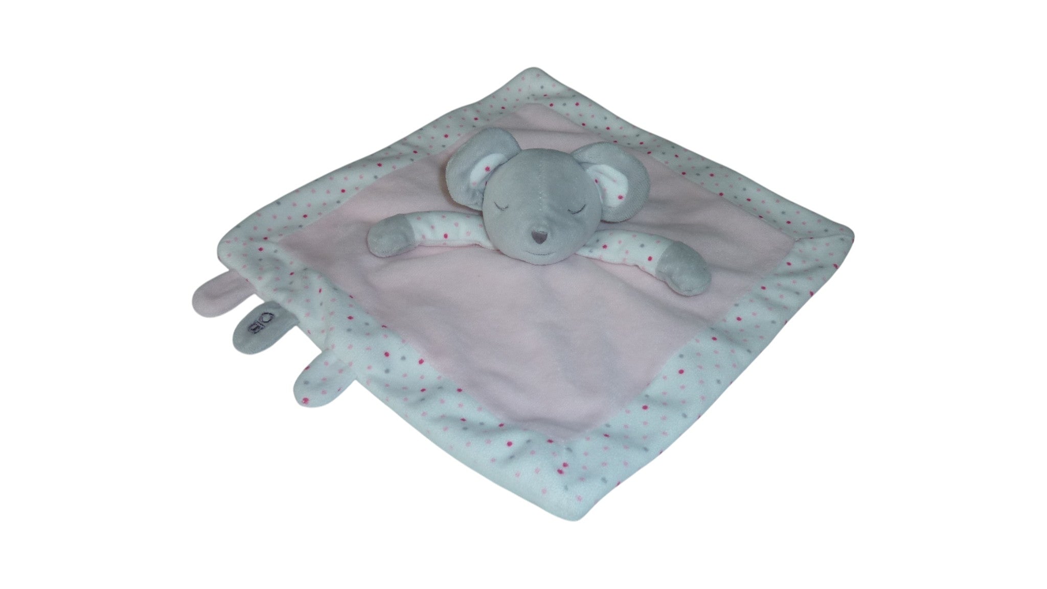 Doudou souris plat rose blanc - Obaibi