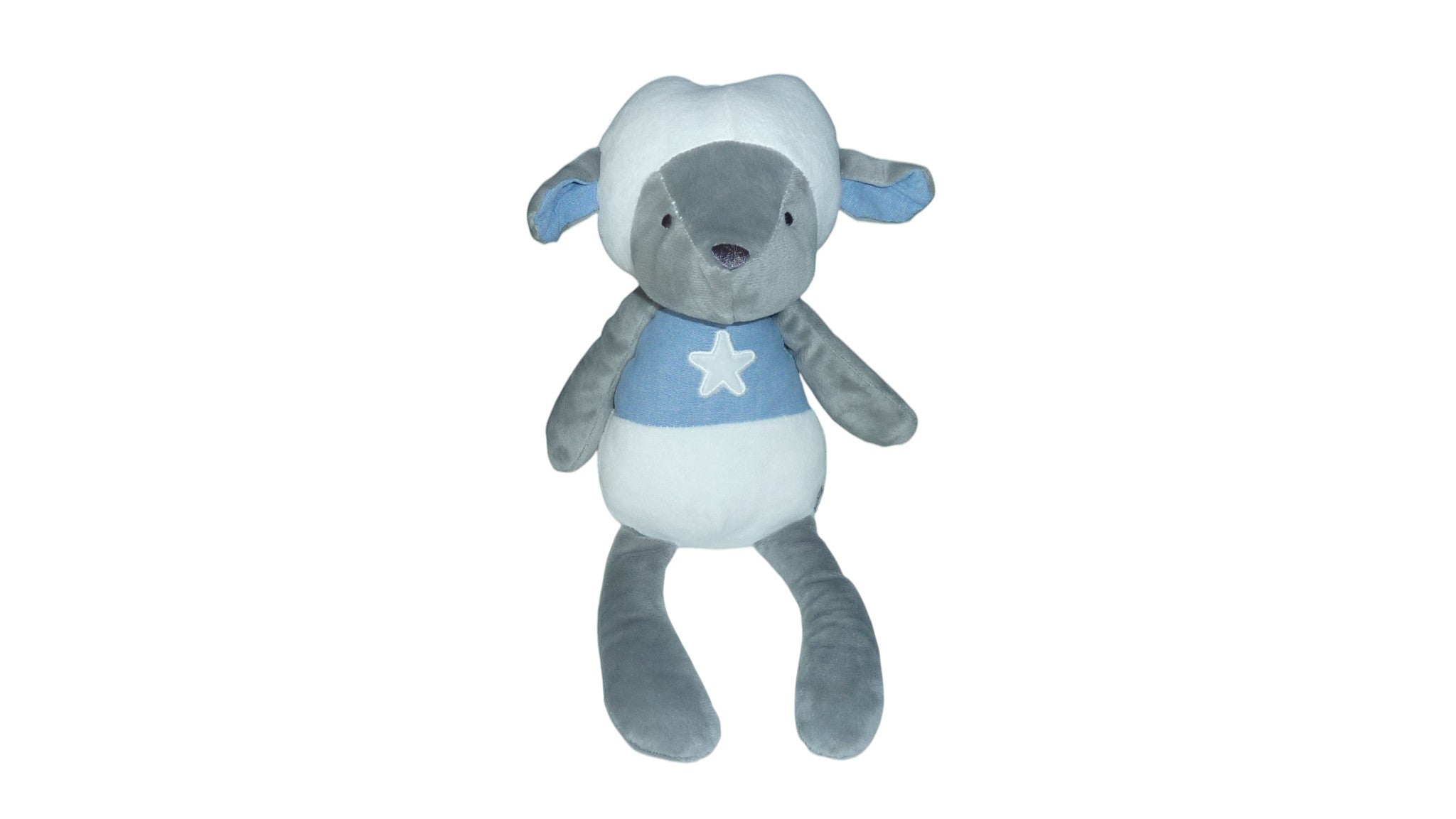 Peluche mouton bleu blanc gris - Obaibi 34 cm