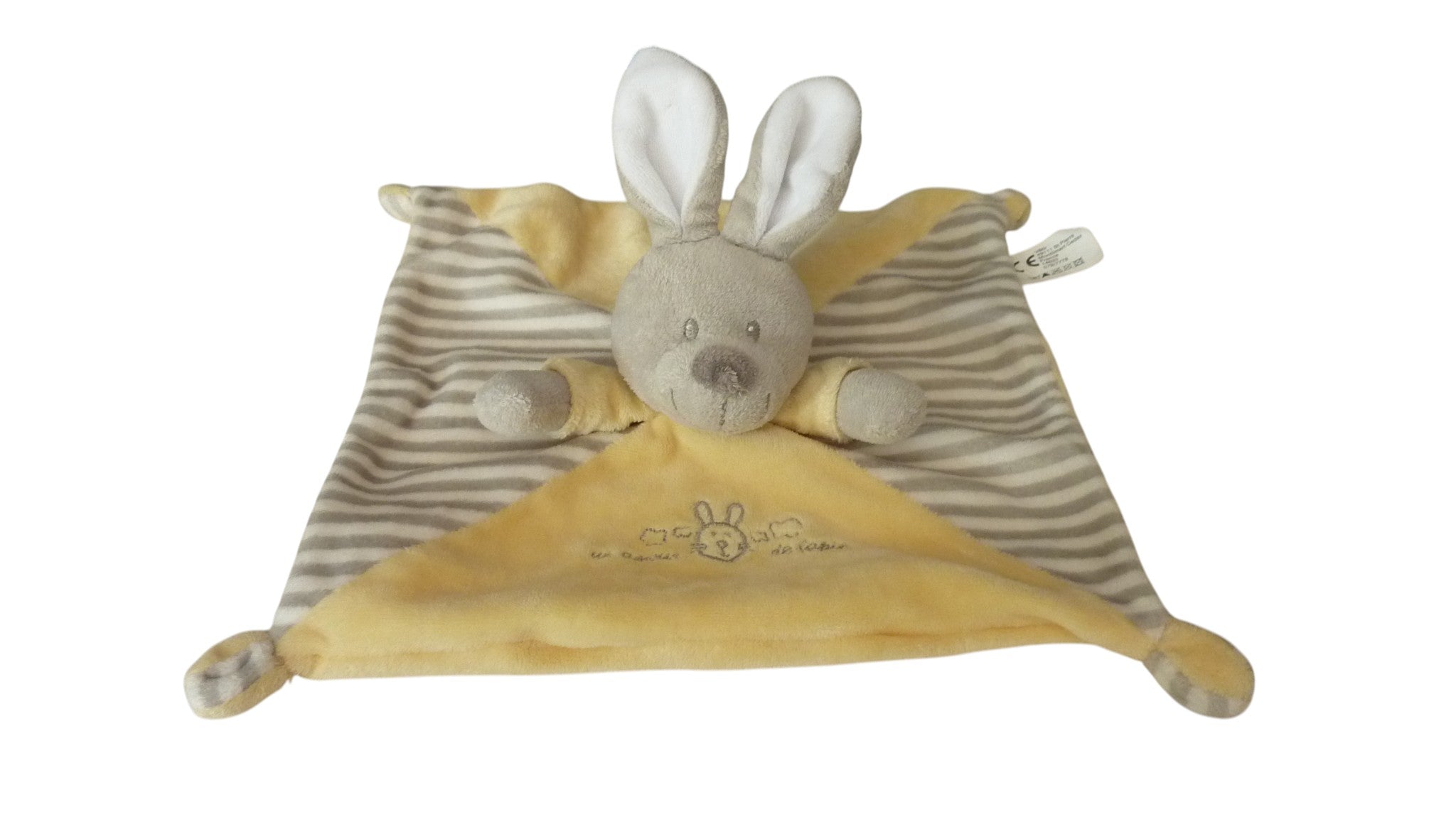 Doudou lapin plat blanc gris - Vêtir