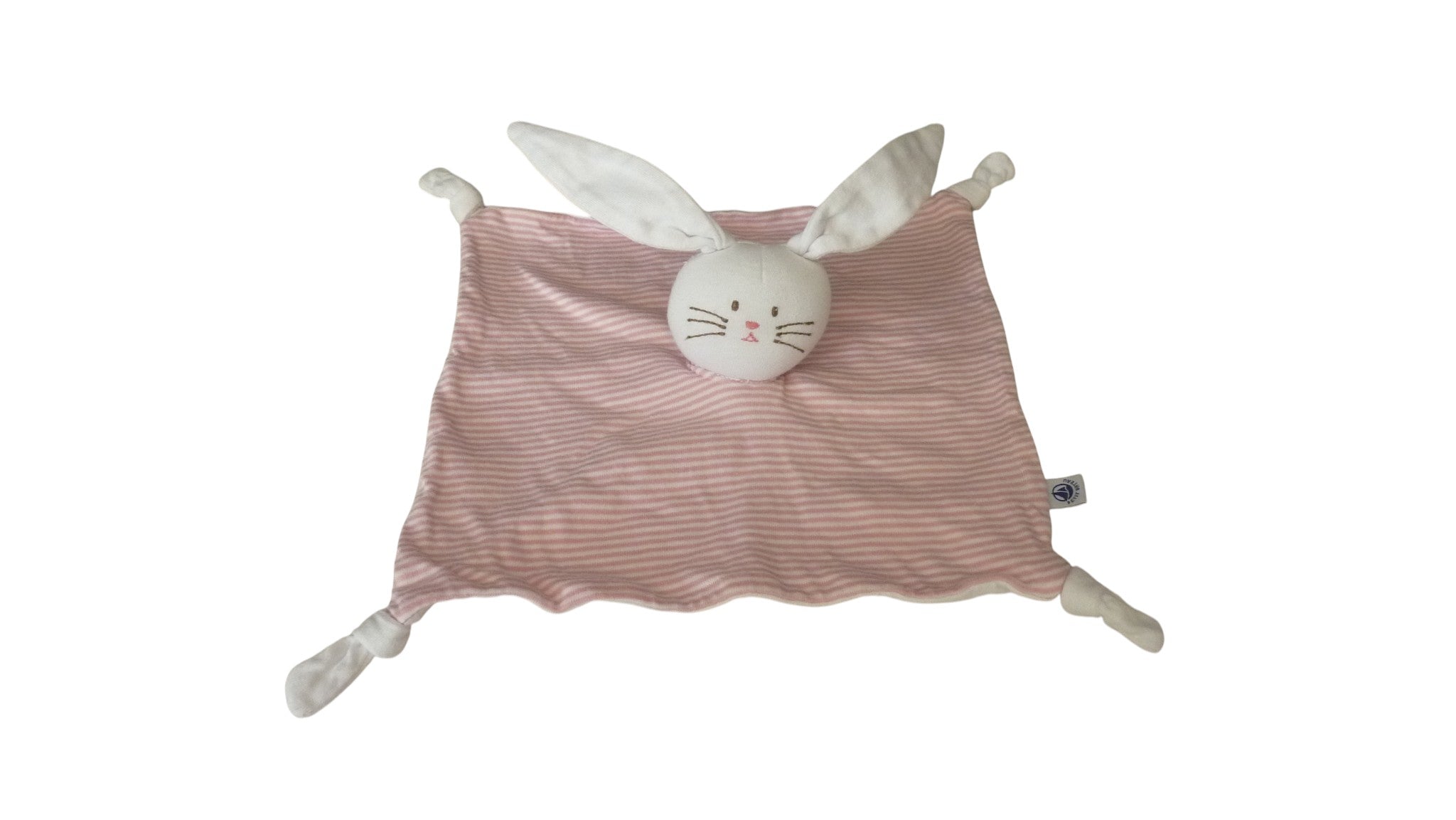 Doudou lapin plat blanc rose - Petit Bateau