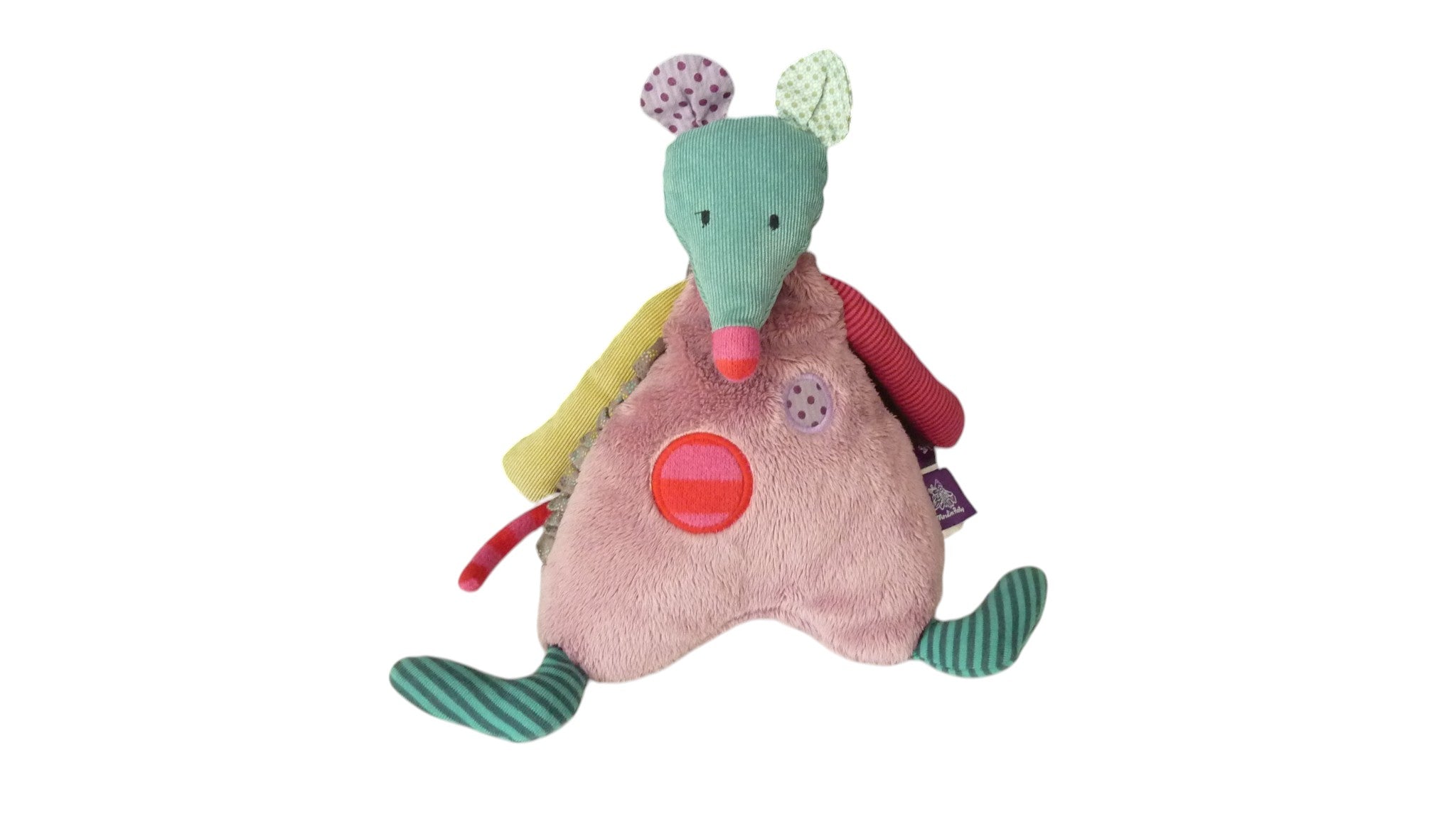 Peluche musicale souris multicolore - Les jolis pas beaux - Moulin Roty 29 cm
