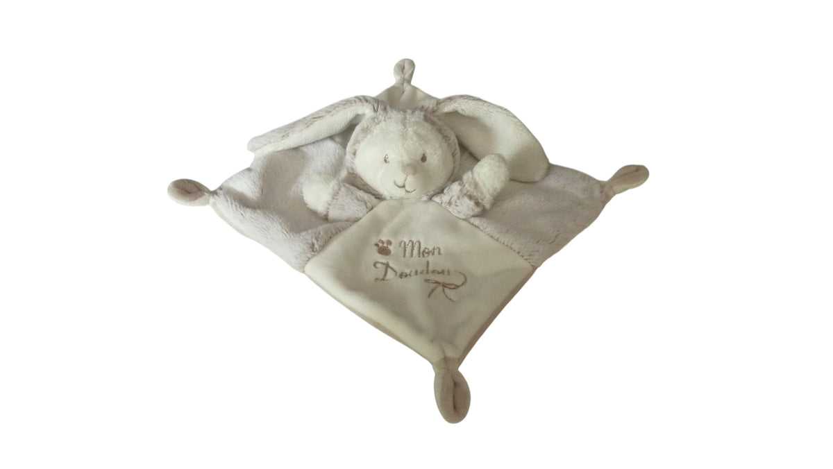 Doudou ours déguisé en lapin blanc gris - Laline - Nicotoy