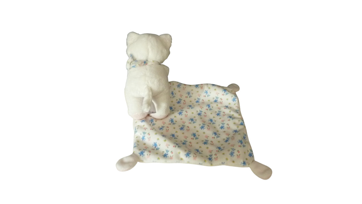 Peluche mouchoir chat blanc - Pommette 16 cm