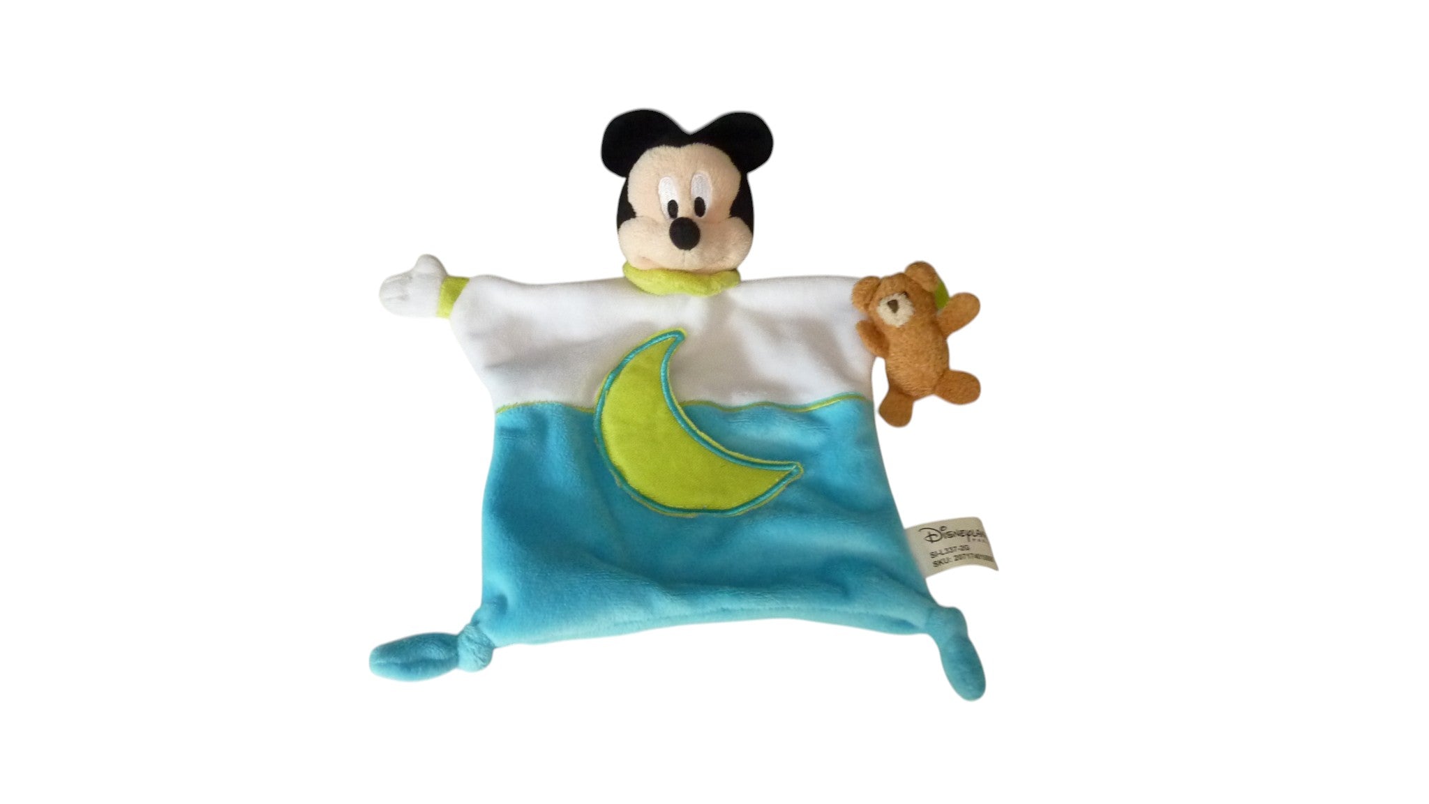 Doudou Mickey plat avec petit ours bleu - Disneyland Paris