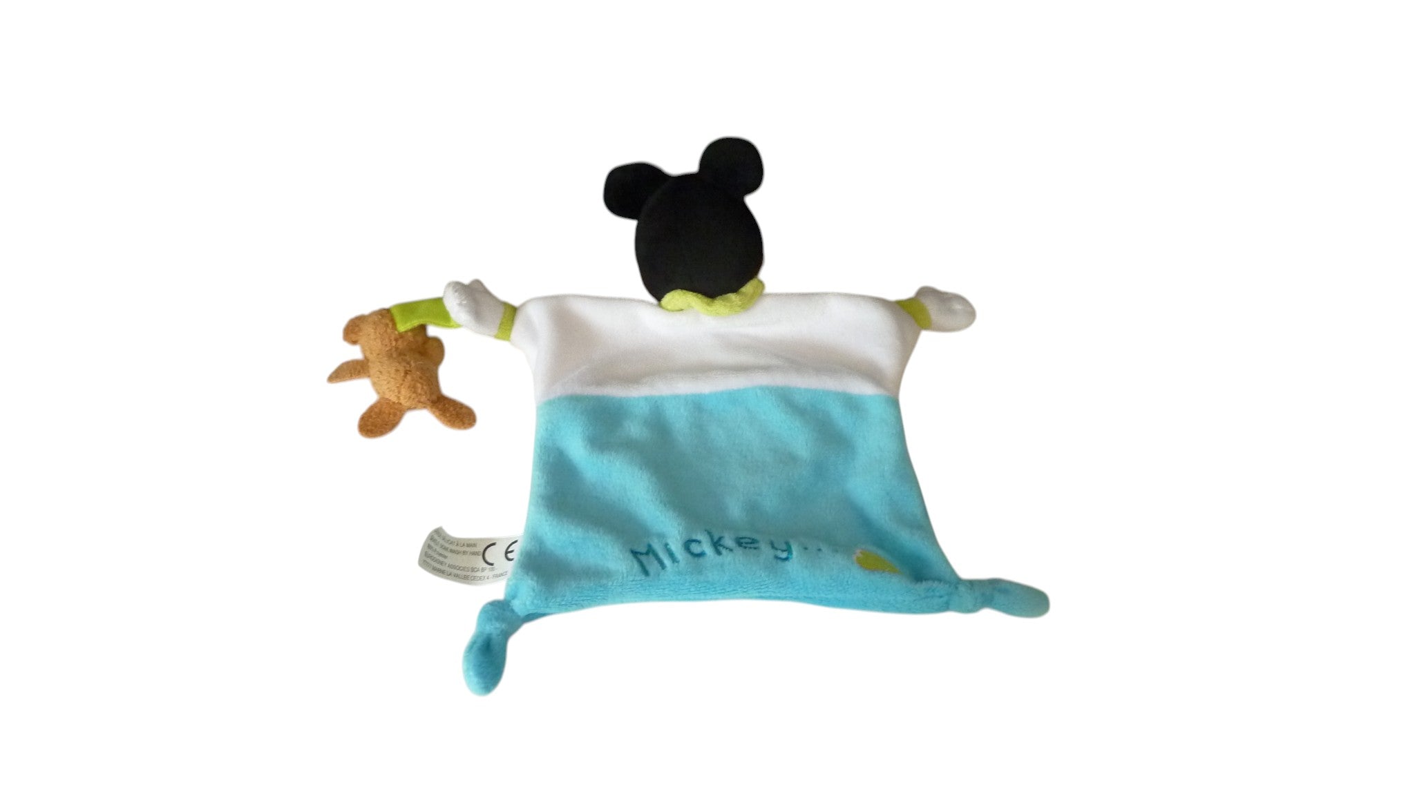 Doudou Mickey plat avec petit ours bleu - Disneyland Paris