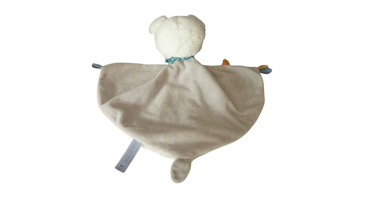 Doudou ours plat gris blanc moutarde - Nicotoy Simba Toys