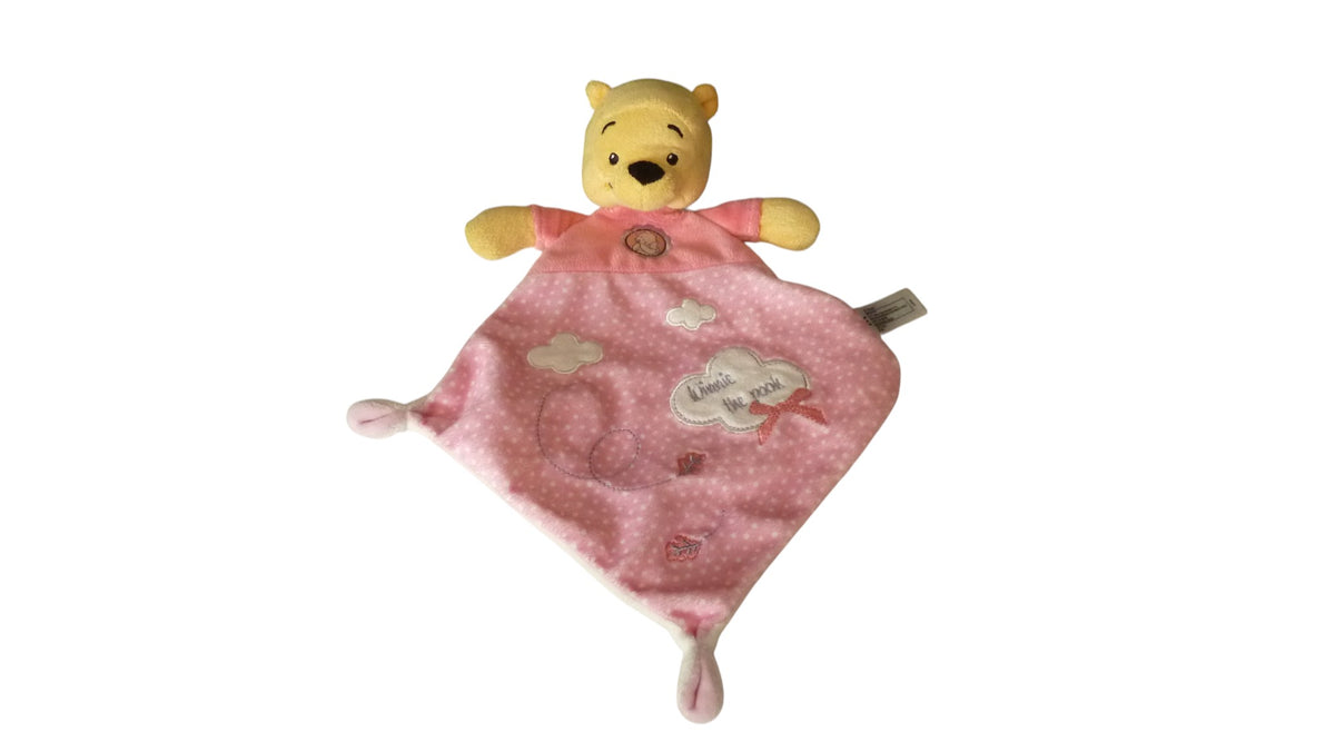 Doudou Winnie l'Ourson plat rose motifs - Disney