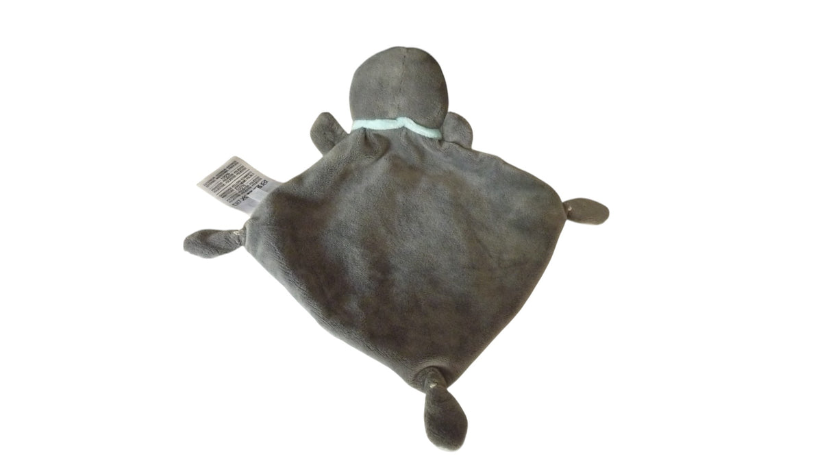 Doudou pingouin plat gris turquoise - Mots d'Enfants