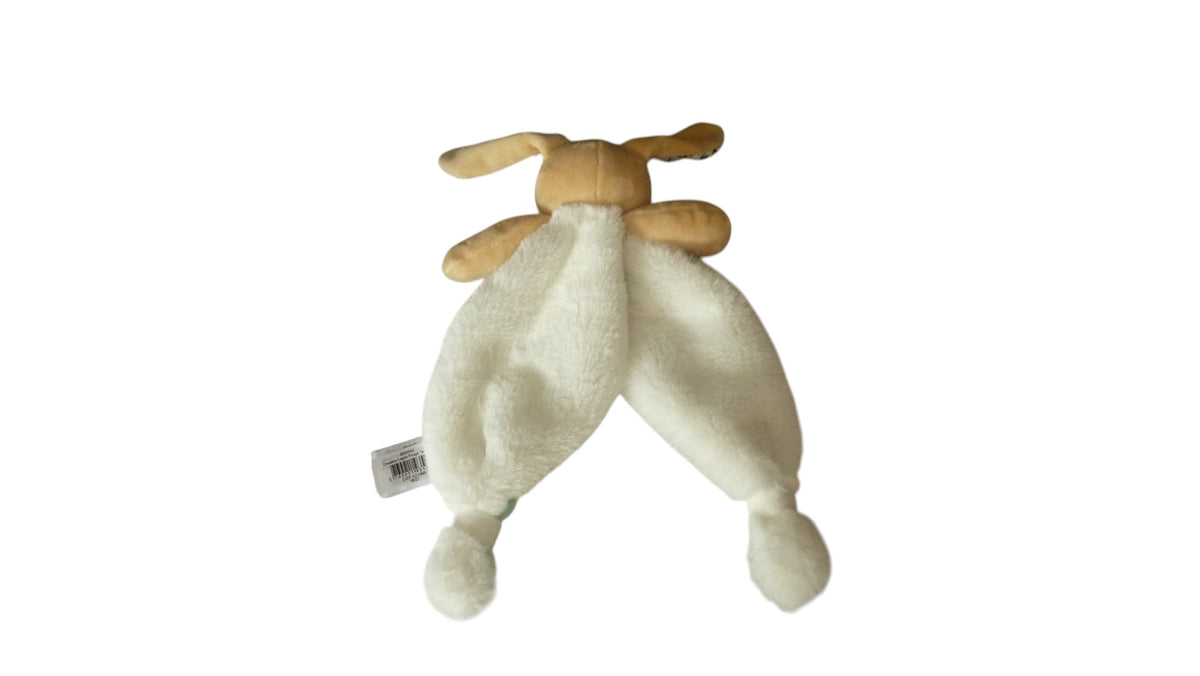 Doudou lapin plat bleu vert blanc - Poupi - BN0543 Baby'Nat