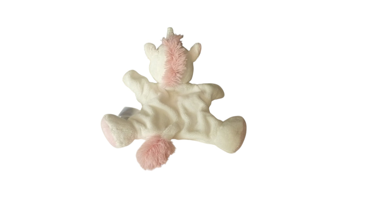 Doudou marionnette licorne rose blanc - Tex Baby