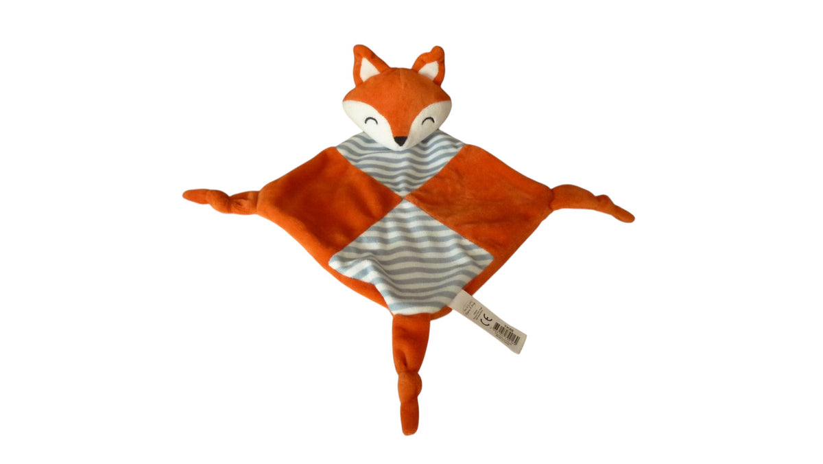 Doudou renard plat orange rayures - Tomkids