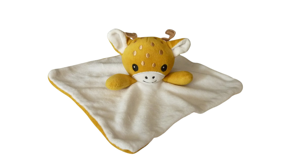 Doudou girafe plat blanc moutarde - Siplec