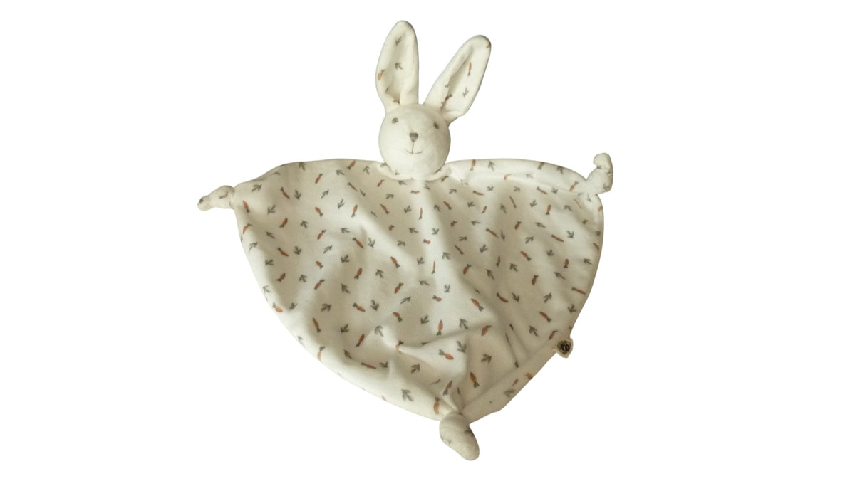 Doudou lapin plat blanc motifs - Bouchara