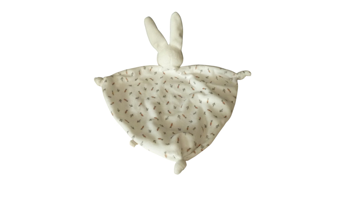 Doudou lapin plat blanc motifs - Bouchara