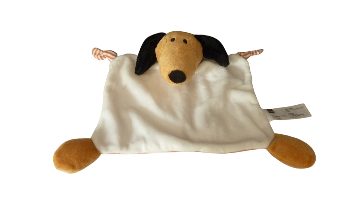 Doudou chien plat blanc rayures - Hema