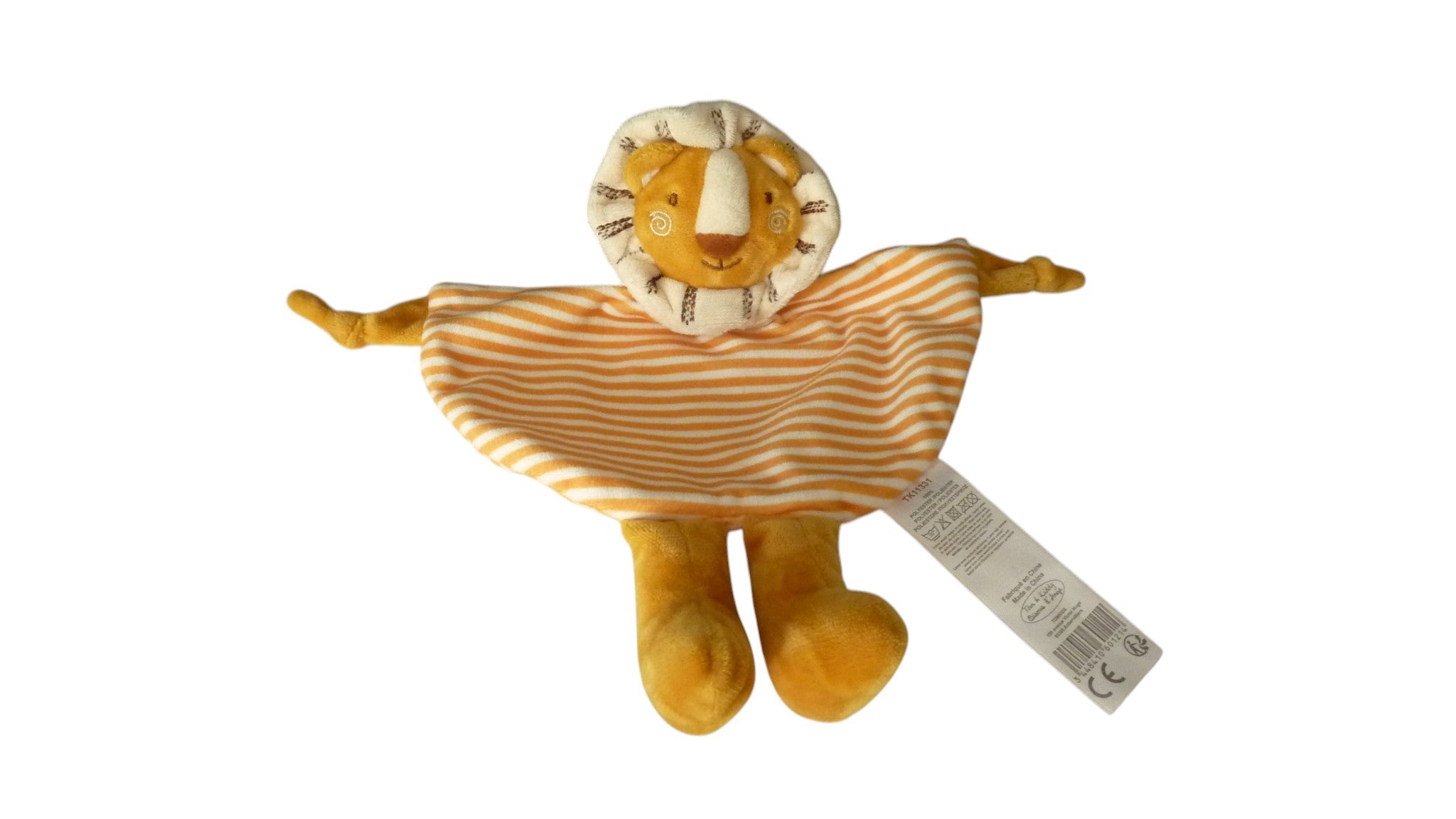 Doudou lion plat jaune moutarde - Tomkids